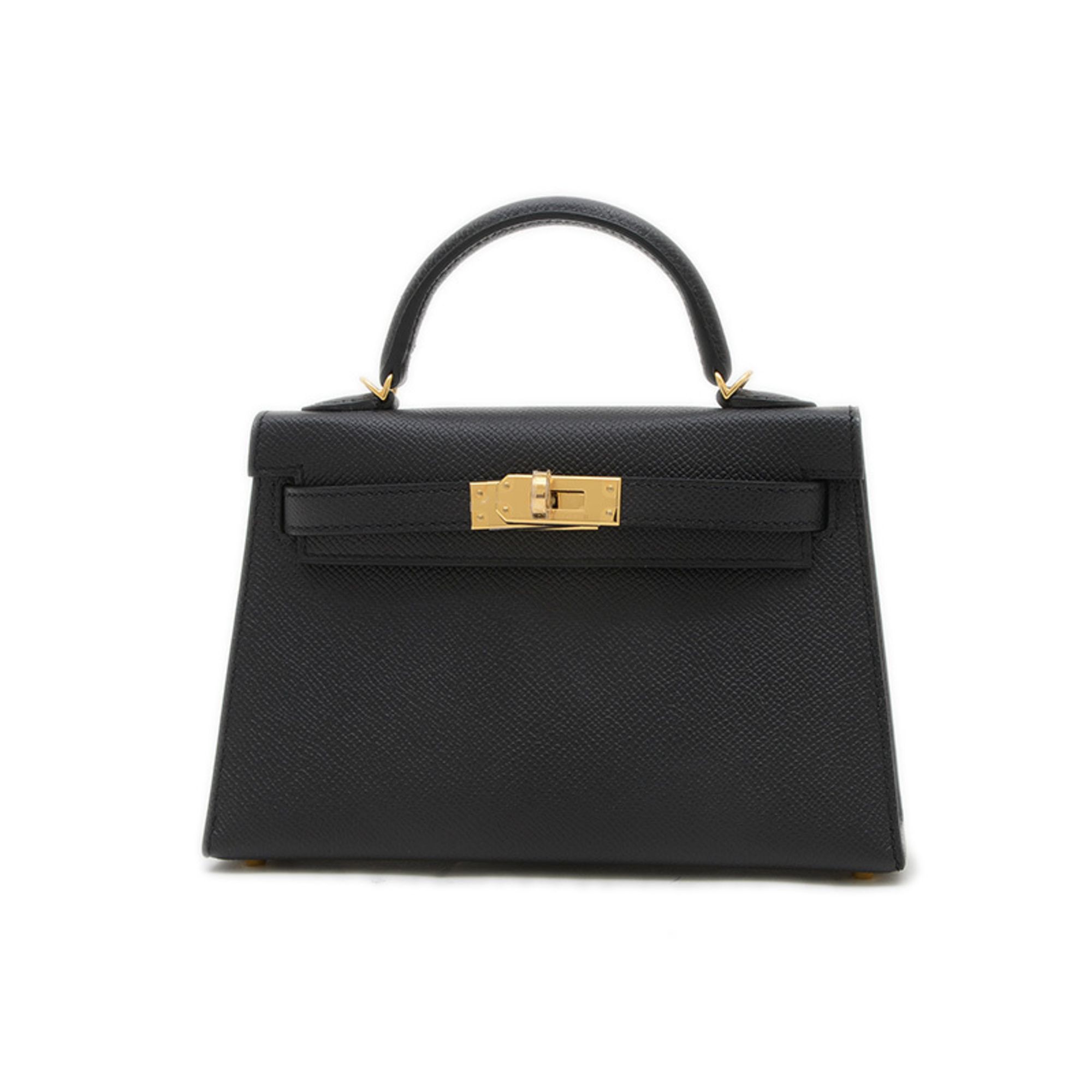 Hermes Hermès Kelly Mini Do 2 Hand Shoulder Bag, Epsom, Black, Gold Hardware, K Stamp, BP