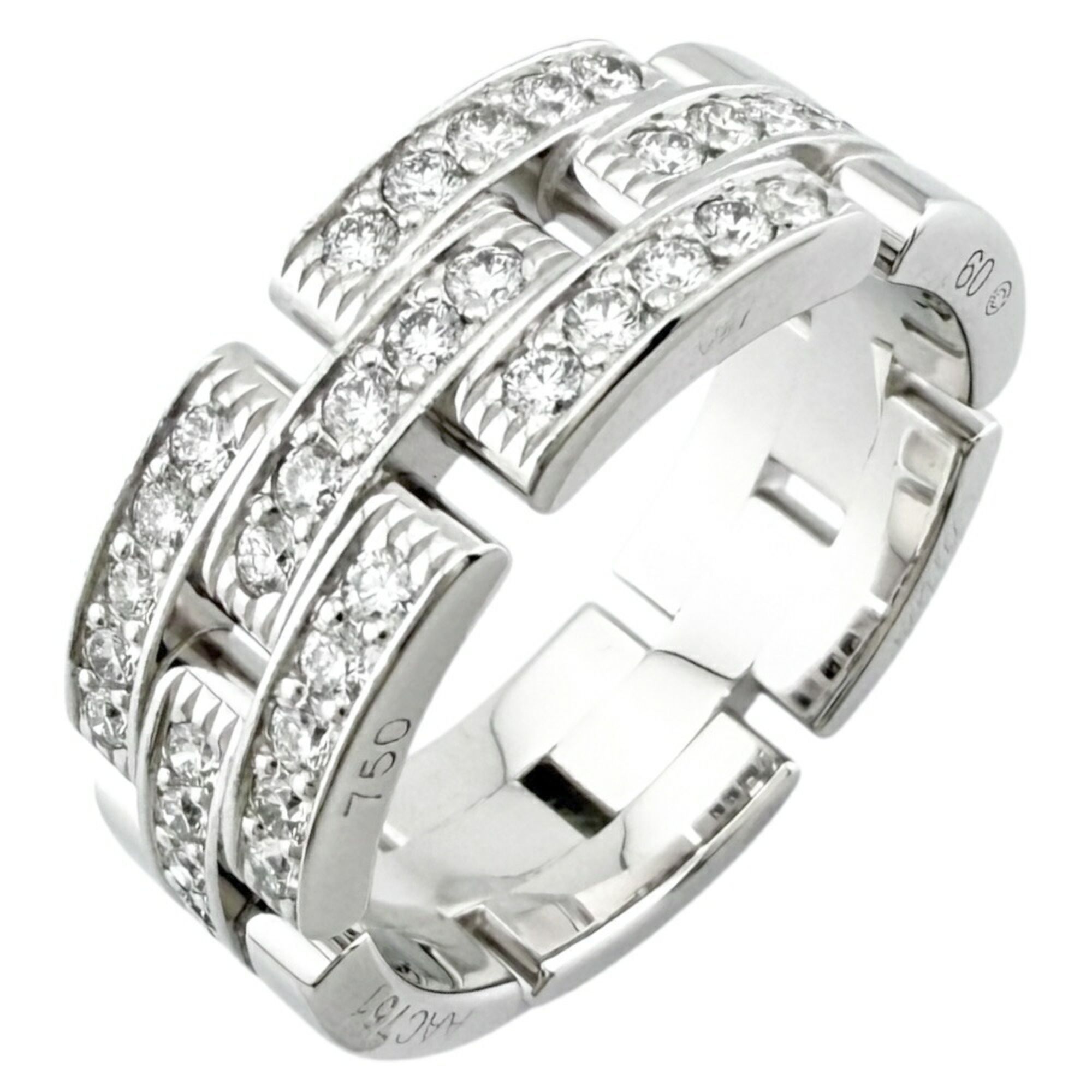 Cartier Maillon Panthère 3-row half diamond ring, size 19, 18K, diamond, women's, CARTIER