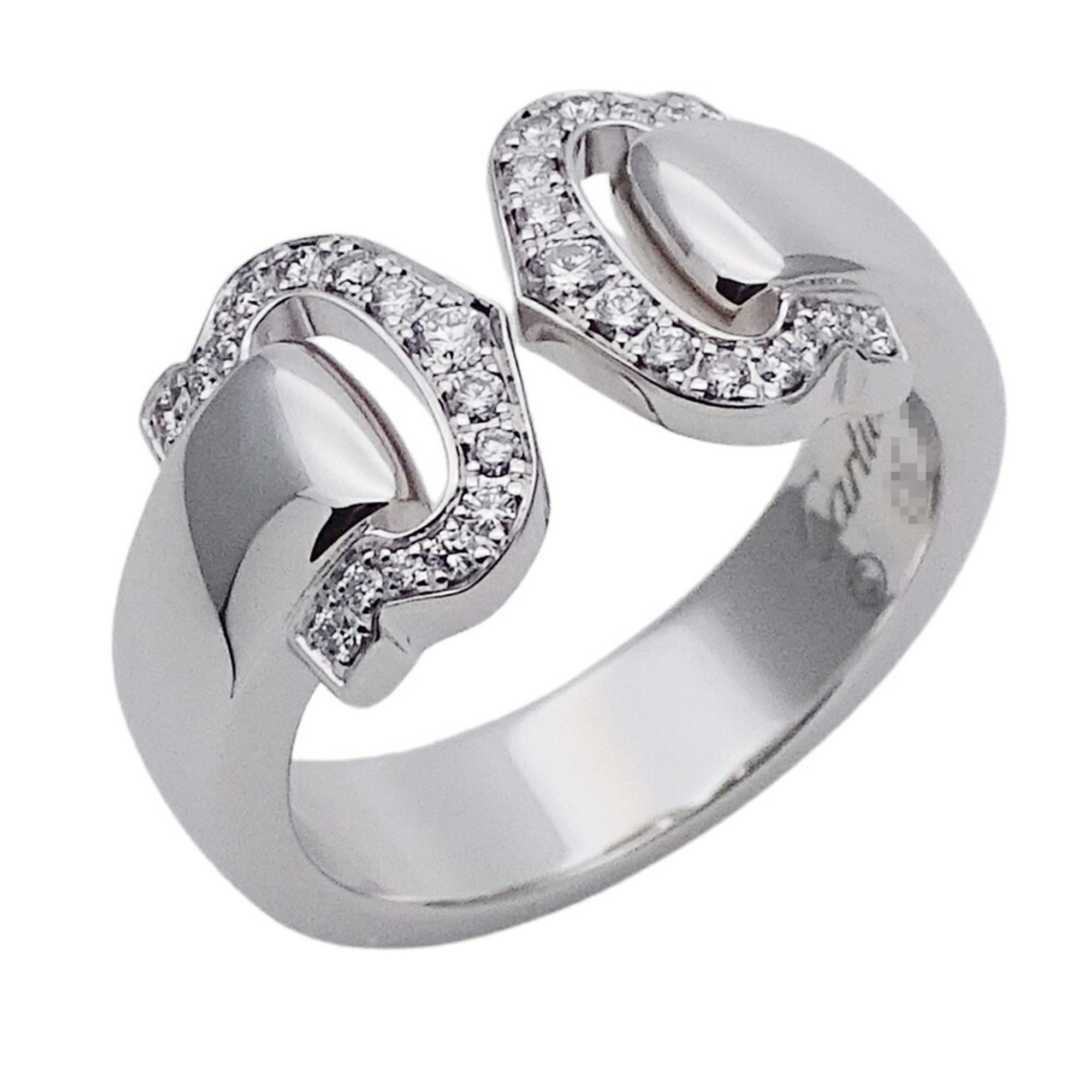 Cartier Ring for Women, 750WG Diamond, 2C Bouclée, White Gold, #51, Approx. Size 11, Polished