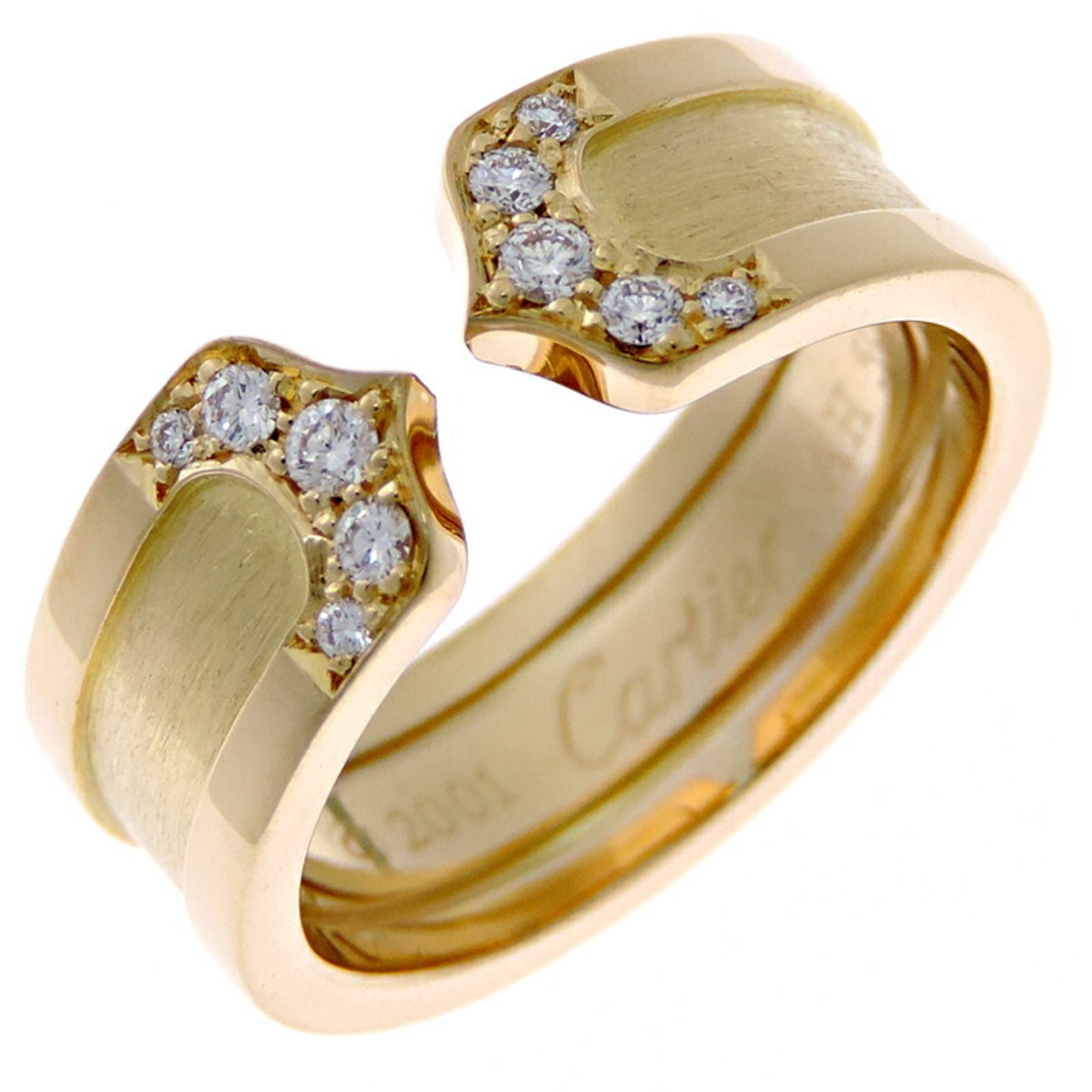 Cartier 2C Diamond #49 Women's Ring B4044000 750 Yellow Gold Size 9
