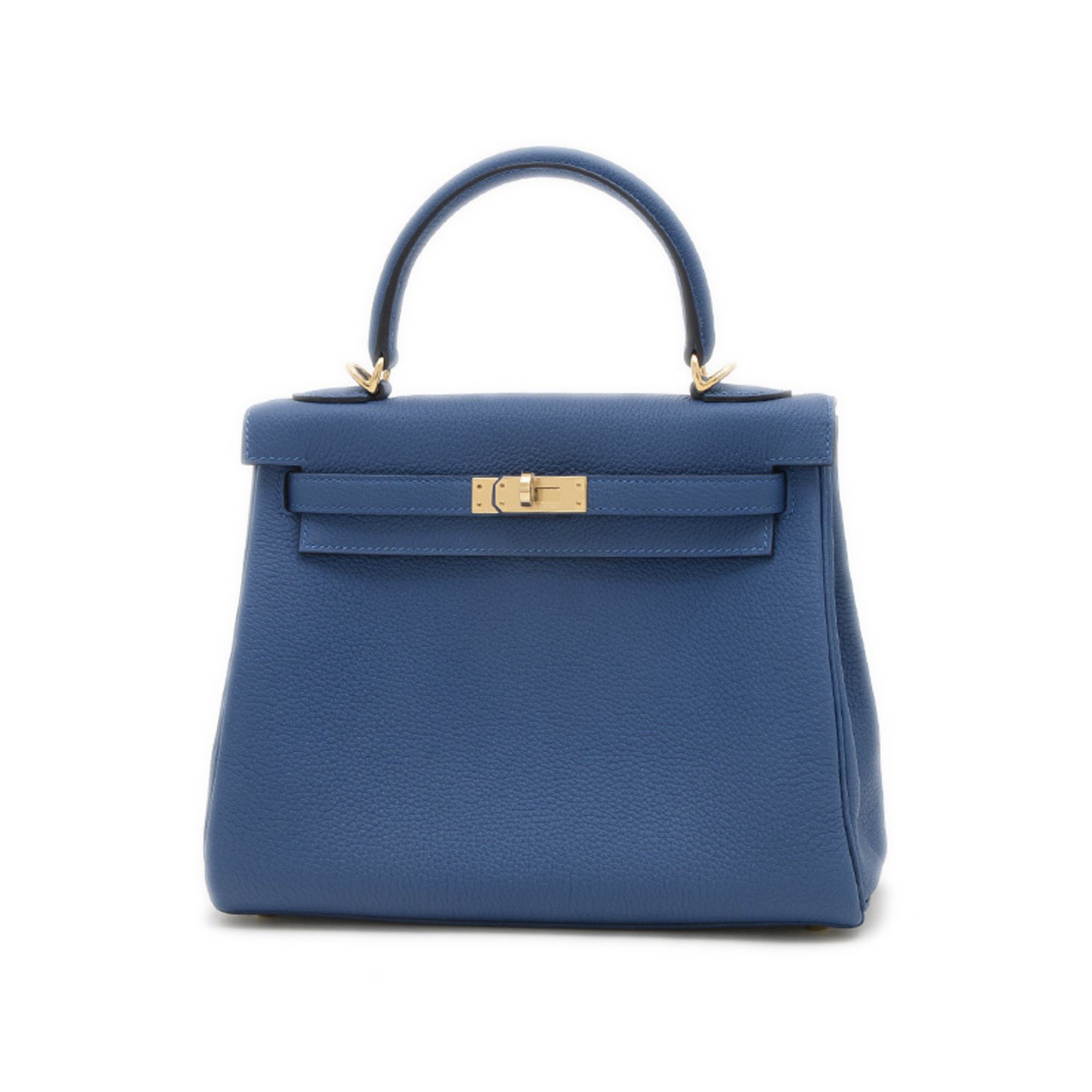 Hermes Hermès Kelly 25 Handbag with Togo Blue Tie, Gold Hardware, K Stamp, BP
