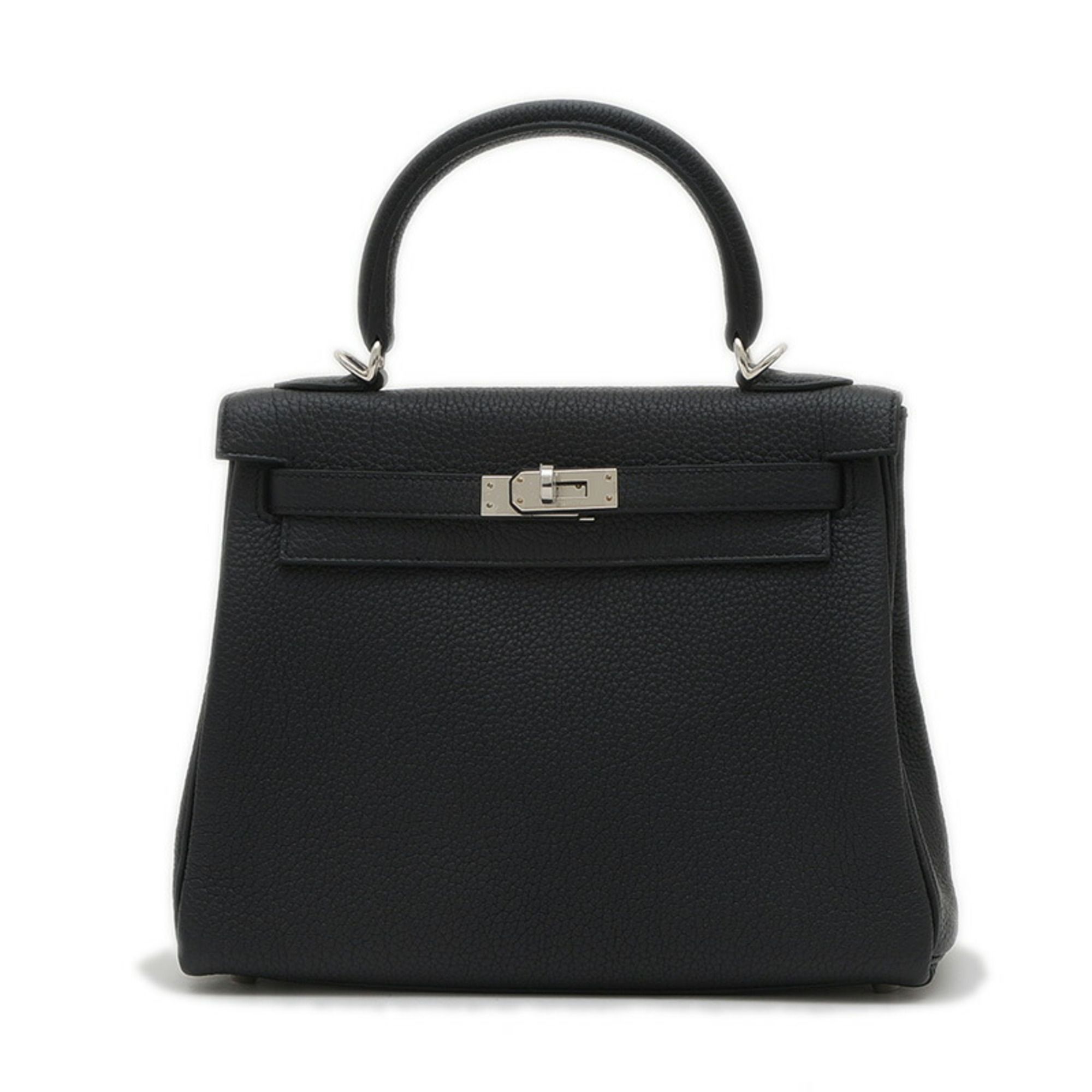 Hermes Kelly 25 Inner Stitching Handbag Togo Black W Engraved
