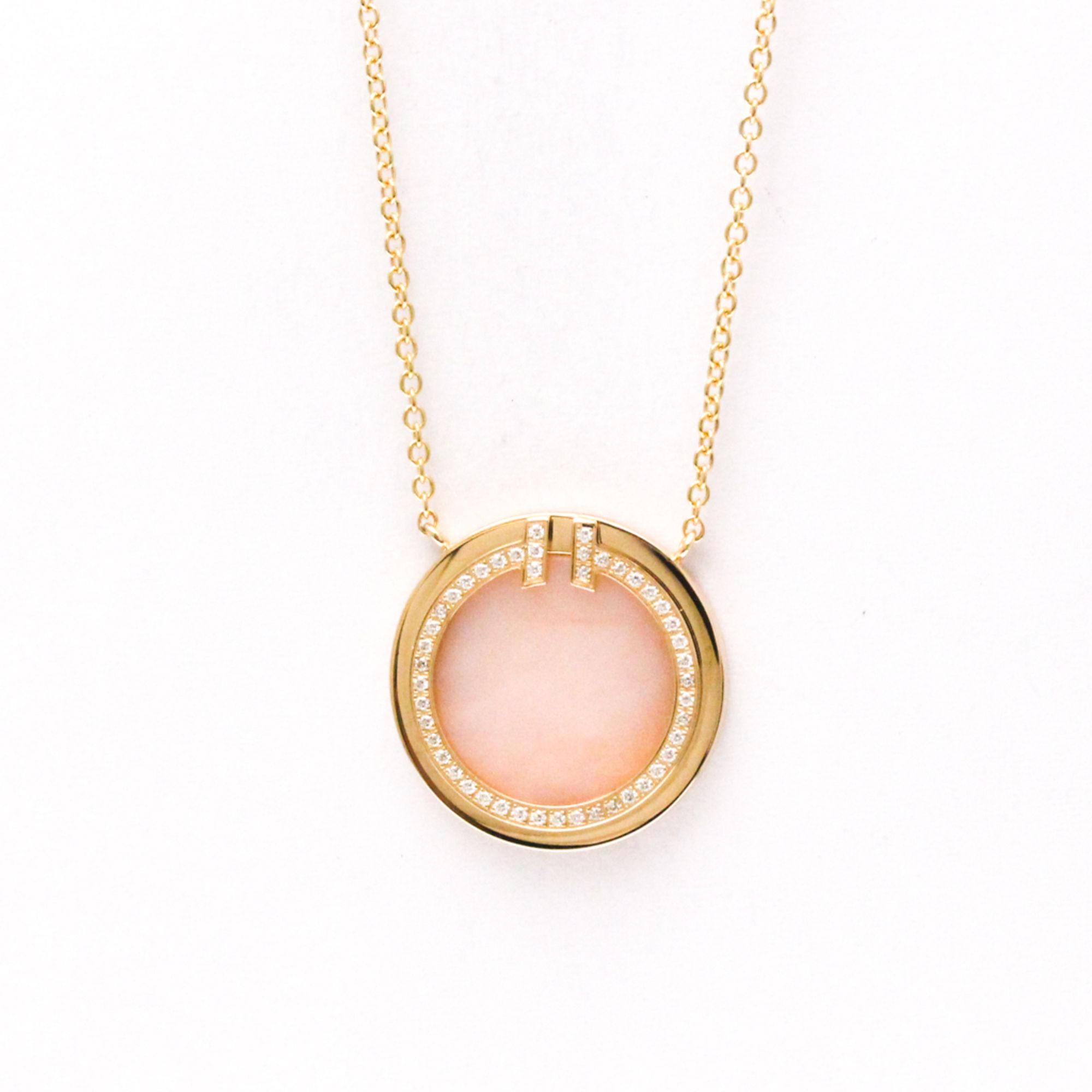 Tiffany T Two Circle Necklace With Diamonds Pink Gold (18K) Diamond,Opal Women,Men Fashion Pendant N