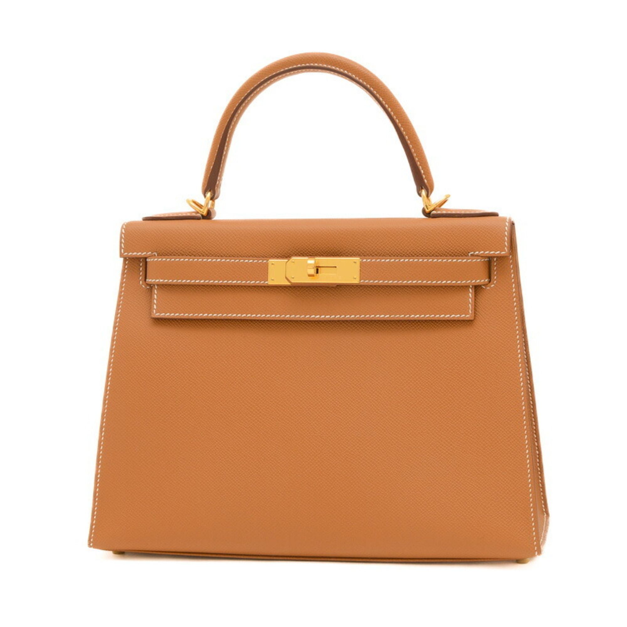 Hermes Kelly 28 Outer Stitched Handbag Epson Gold W Engraved