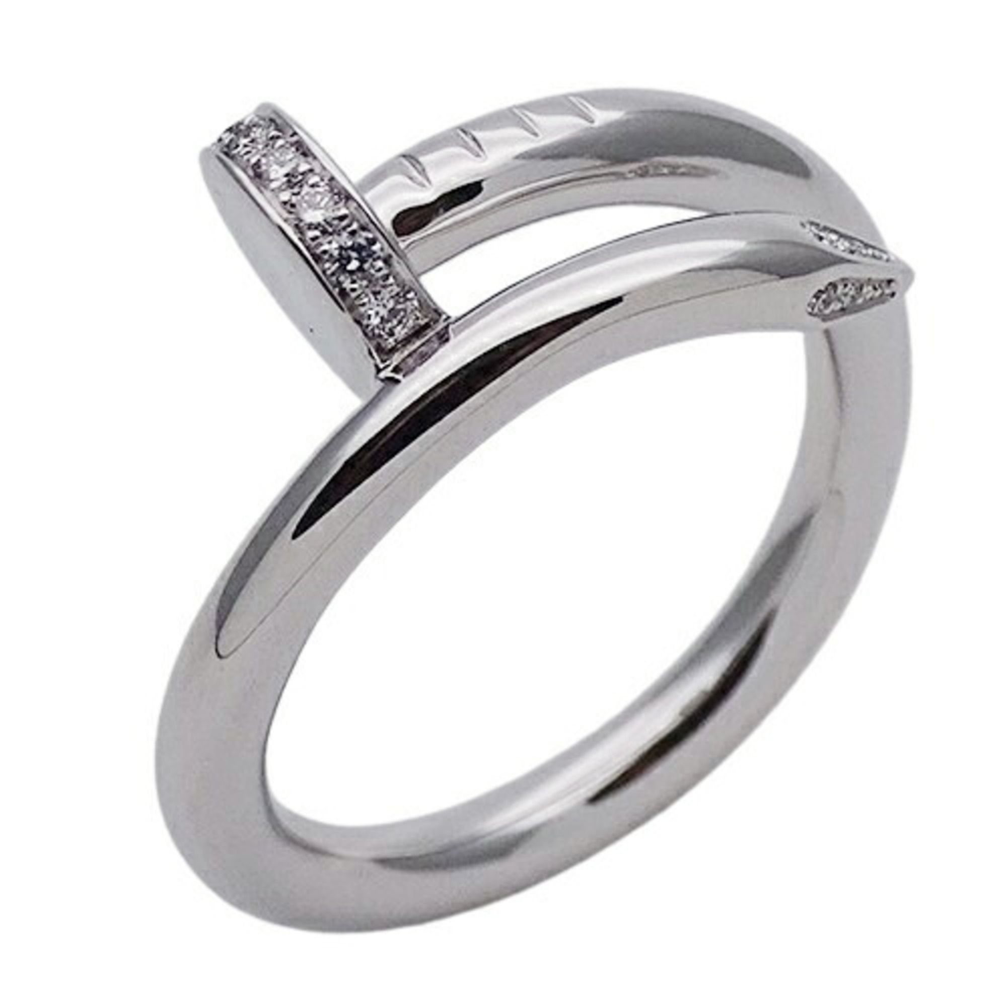 Cartier Ring for Men and Women, 750WG Diamond Juste un Clou Classic Model, White Gold, #52, Approx.