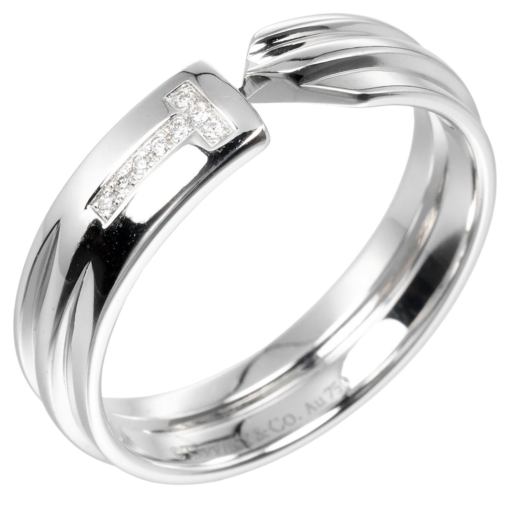 Tiffany & Co. Modern Key Ring, size 21, K18WG, white gold, diamond, approx. 8.1g