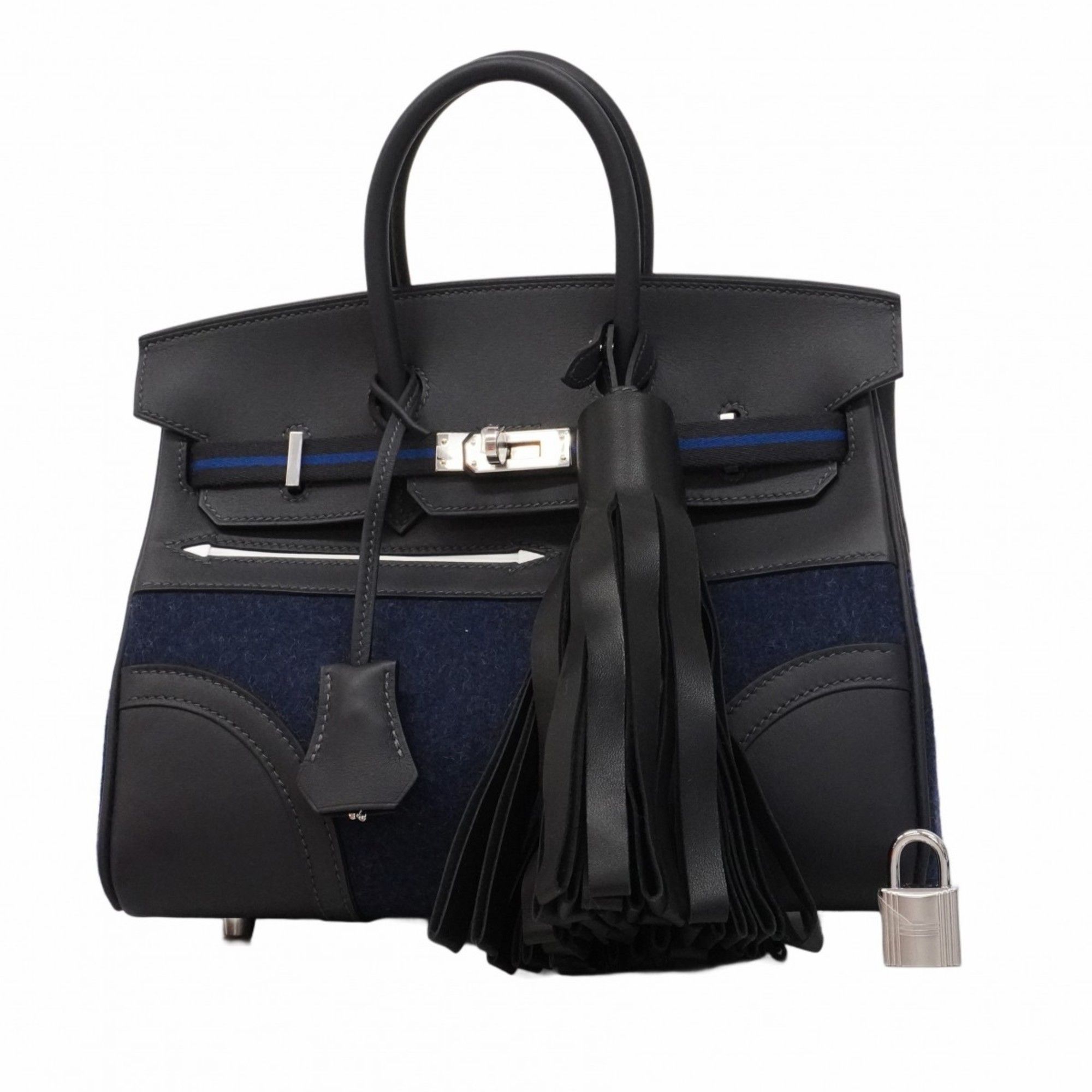 Hermes Handbag Birkin 25 Go Team Swift Felt Blue Nuit Cabaret W Engraved Ladies
