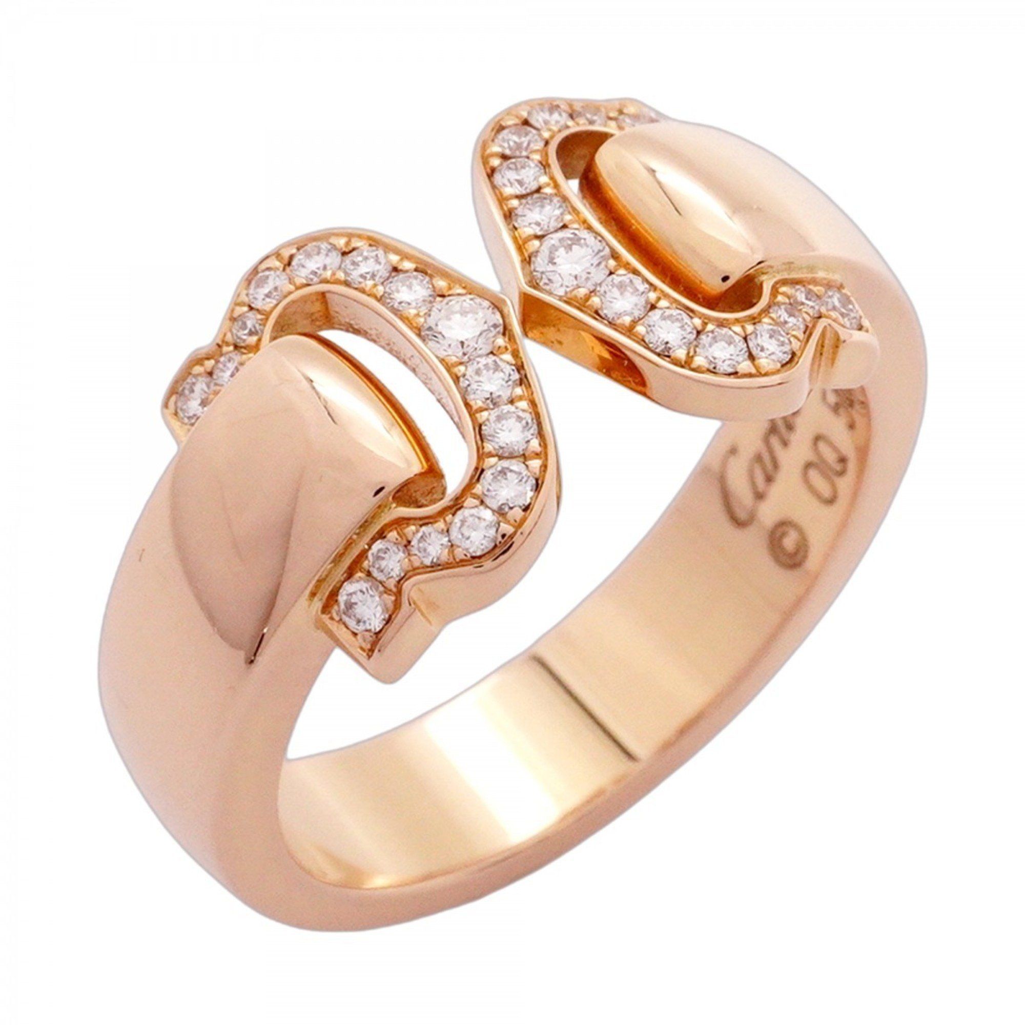 Cartier 2C Boucource Ring in 18K Pink Gold with Diamonds, #54 for Women