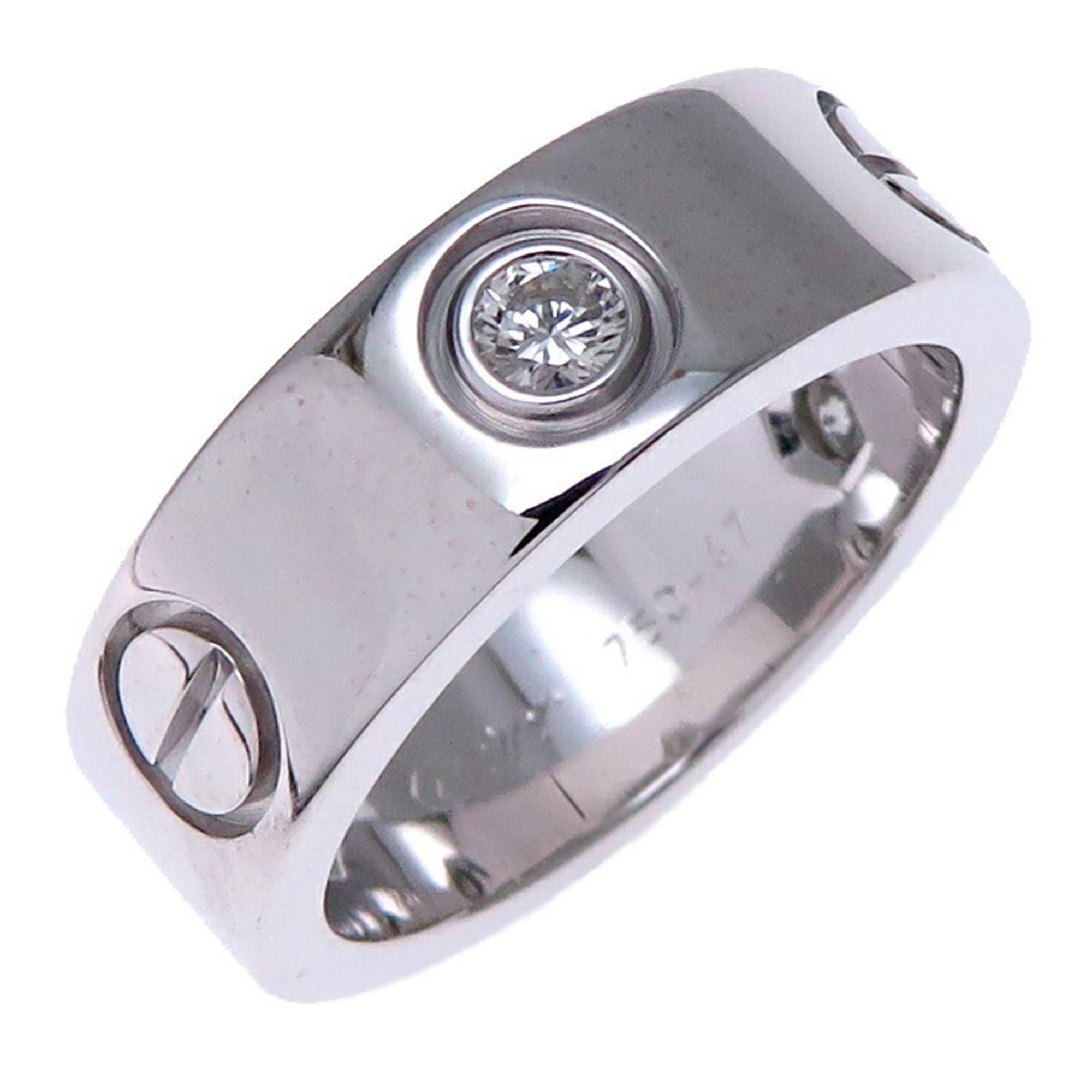 Cartier #47 3P Diamond Love Women's Ring B4032500 750 White Gold Size 7