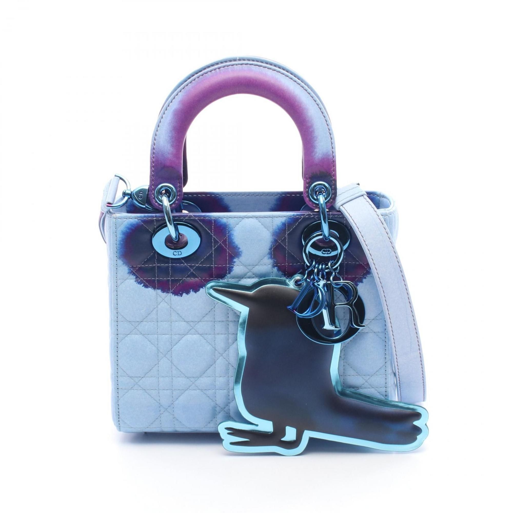 Christian Dior Dior DIOR LADY ART7 Lady Art Handbag Leather Bag Women's Blue Purple Navy