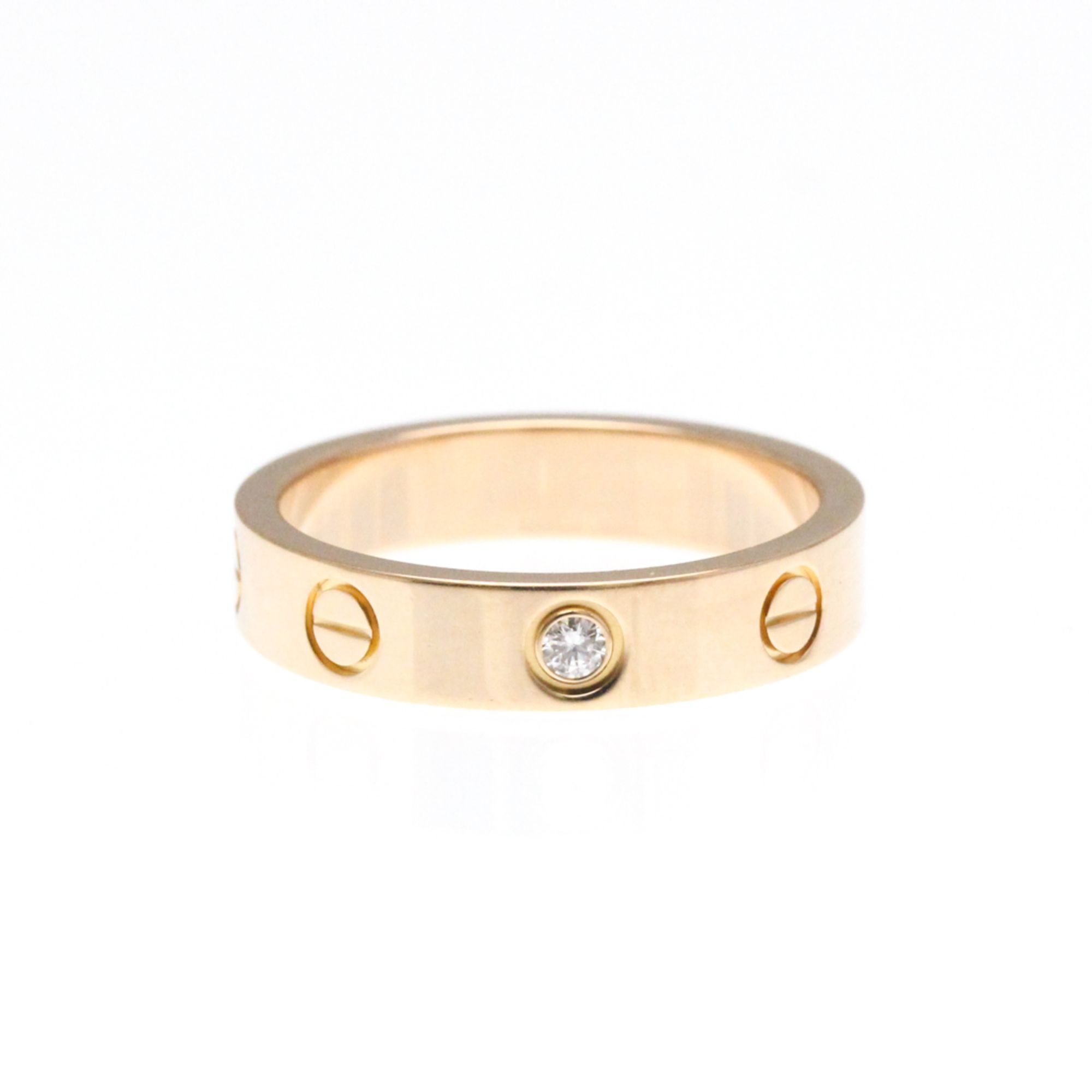 Cartier Mini Love Ring 1P Diamond Pink Gold (18K) Fashion No Stone Band Ring Pink Gold