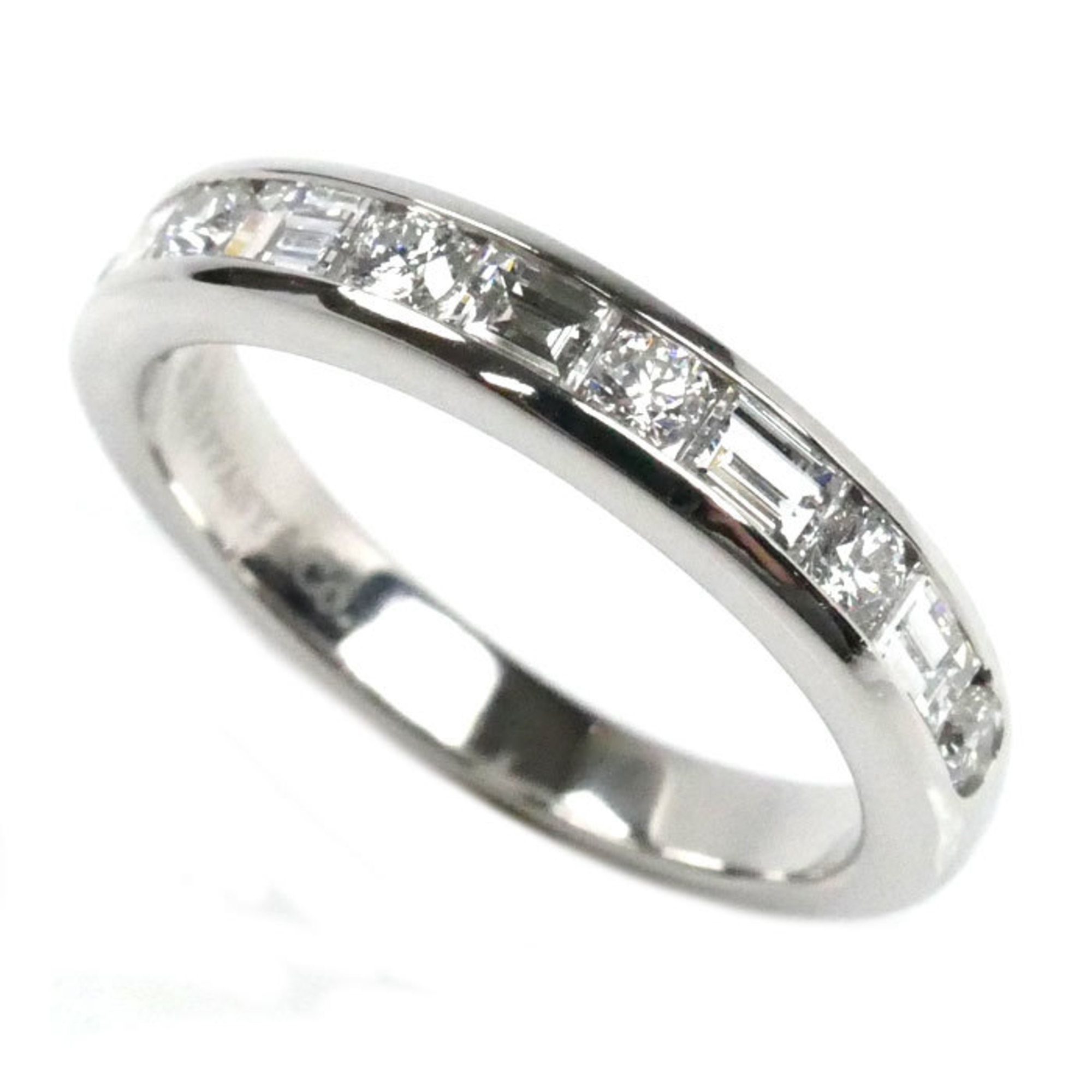 TIFFANY & Co. Tiffany Pt950 Platinum Half Circle Channel Setting Diamond Ring, Size 9, 4.8g, Women's