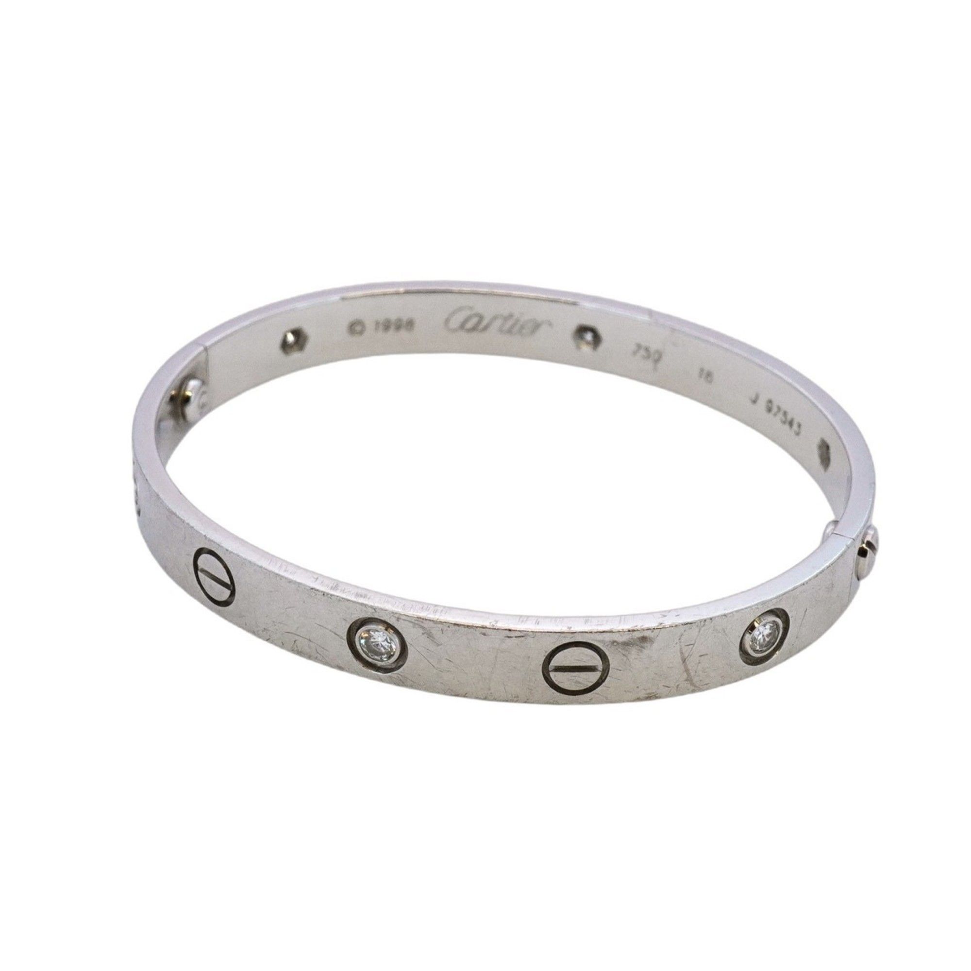 Cartier Love Bracelet 6PD 18KWG White Gold Diamond Women's