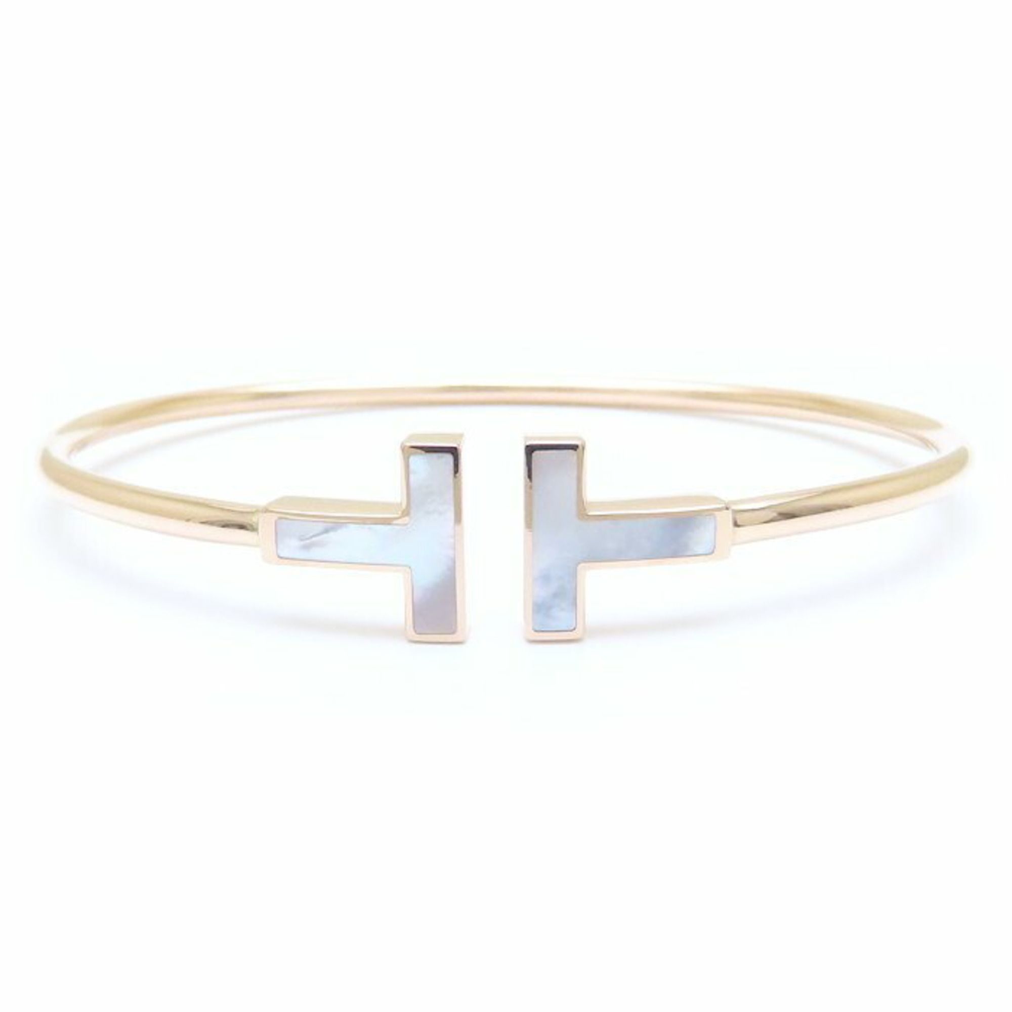 TIFFANY&Co. Tiffany T-wire bangle, mother of pearl, white shell, K18PG, pink gold, 293767