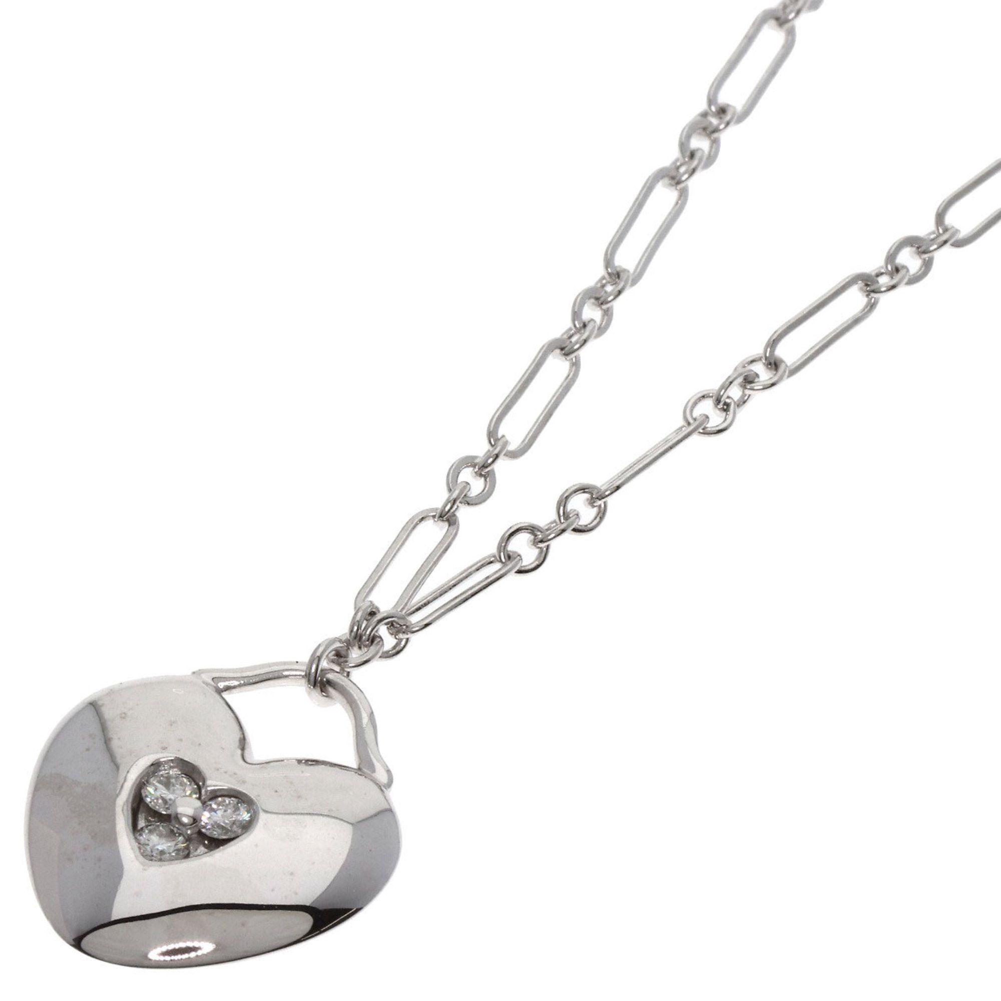 Tiffany & Co. Heart 3P Diamond Necklace 18K White Gold Women's TIFFANY