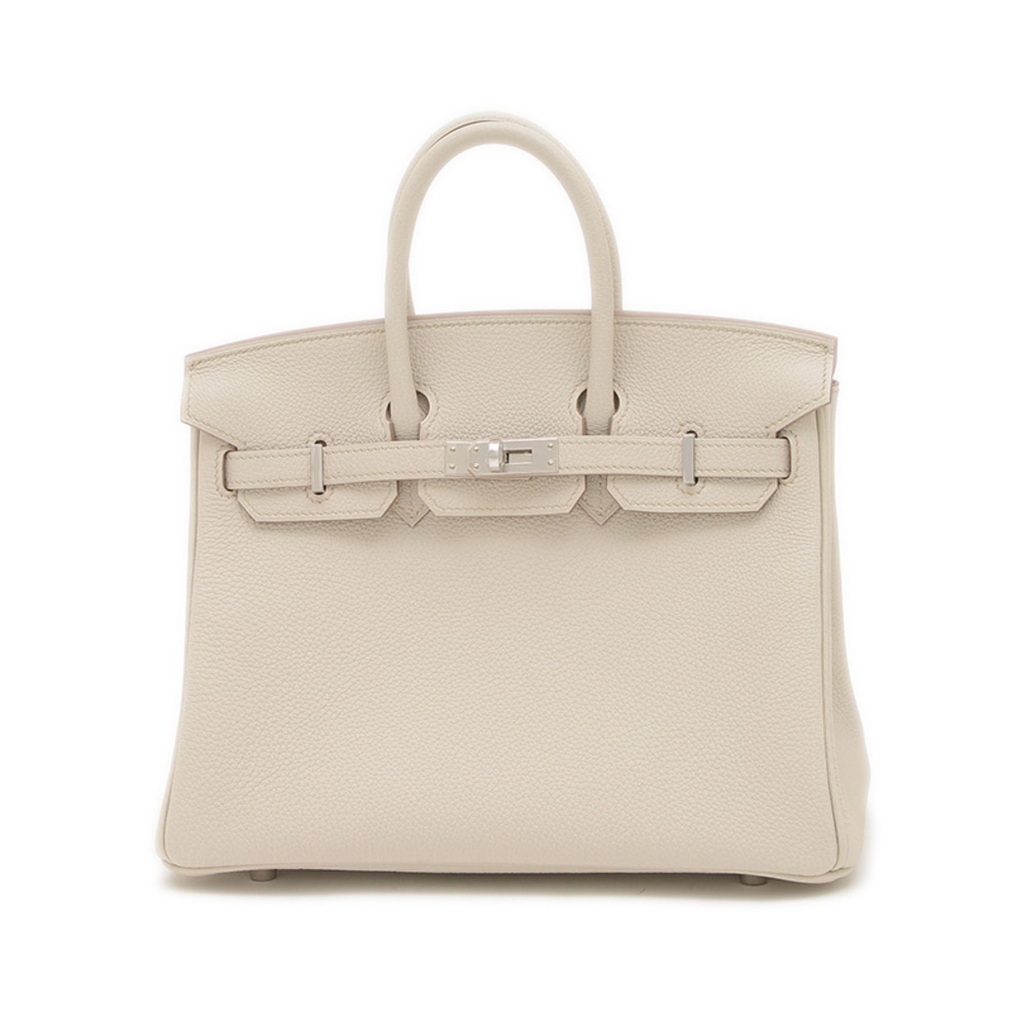 Hermes Birkin 25 handbag Togo Beton silver hardware K stamp