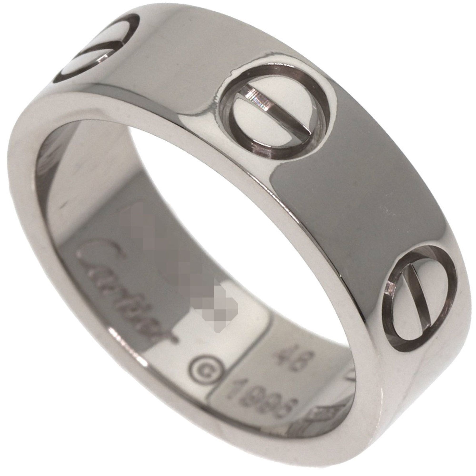 Cartier Love Ring #48 18K White Gold Women's
