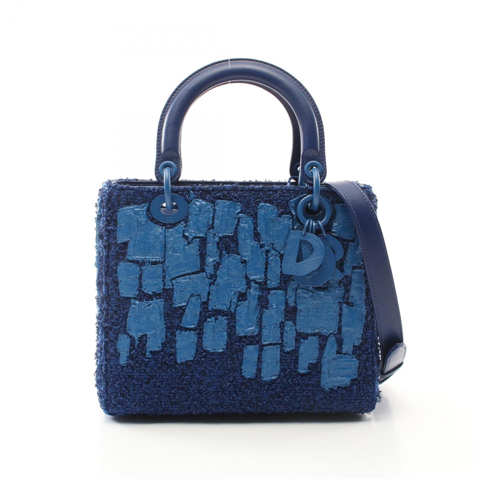 Christian Dior Dior LADY DIOR Lady handbag fabric women's blue