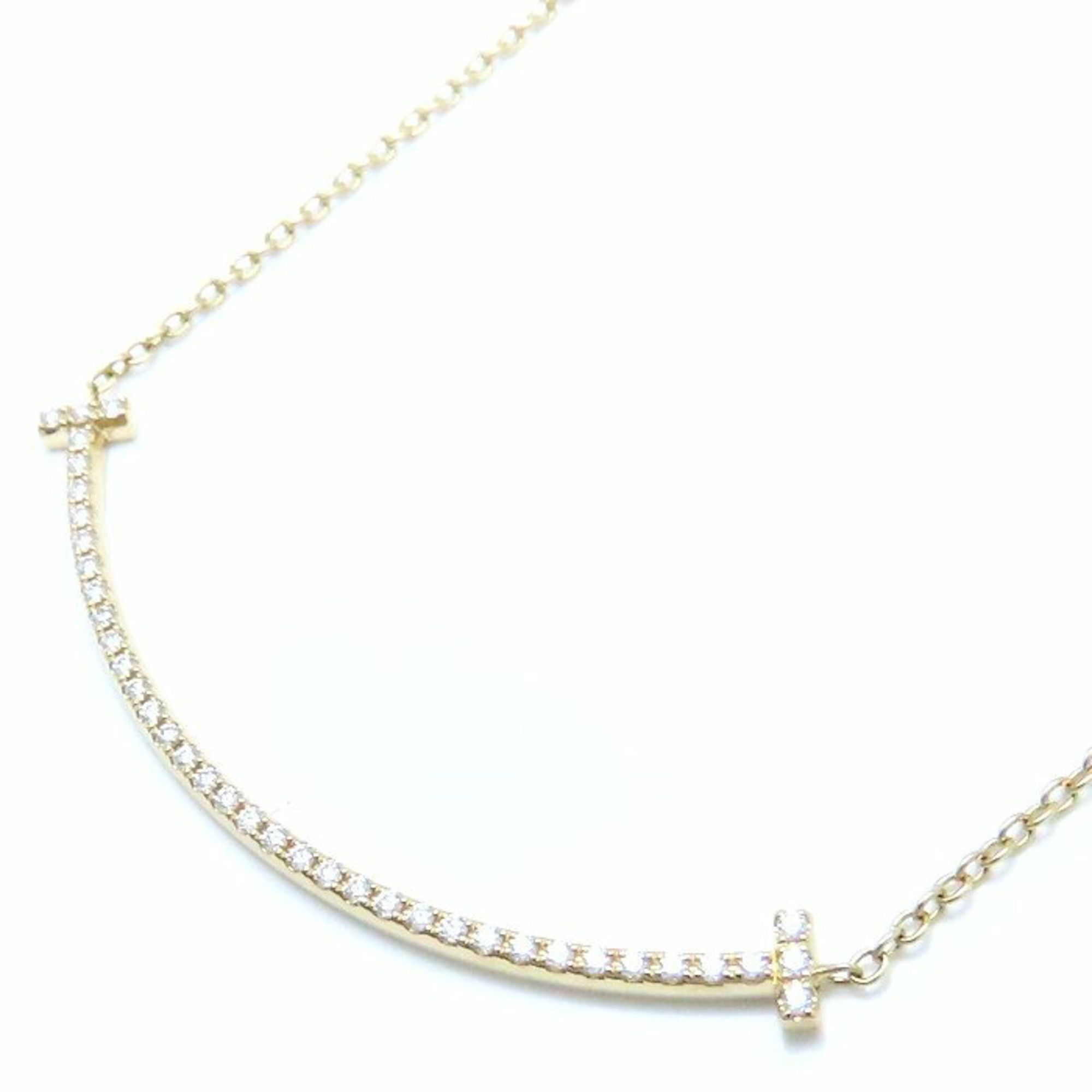 TIFFANY&Co. Tiffany T Smile Necklace Small Diamond K18YG Yellow Gold 293599