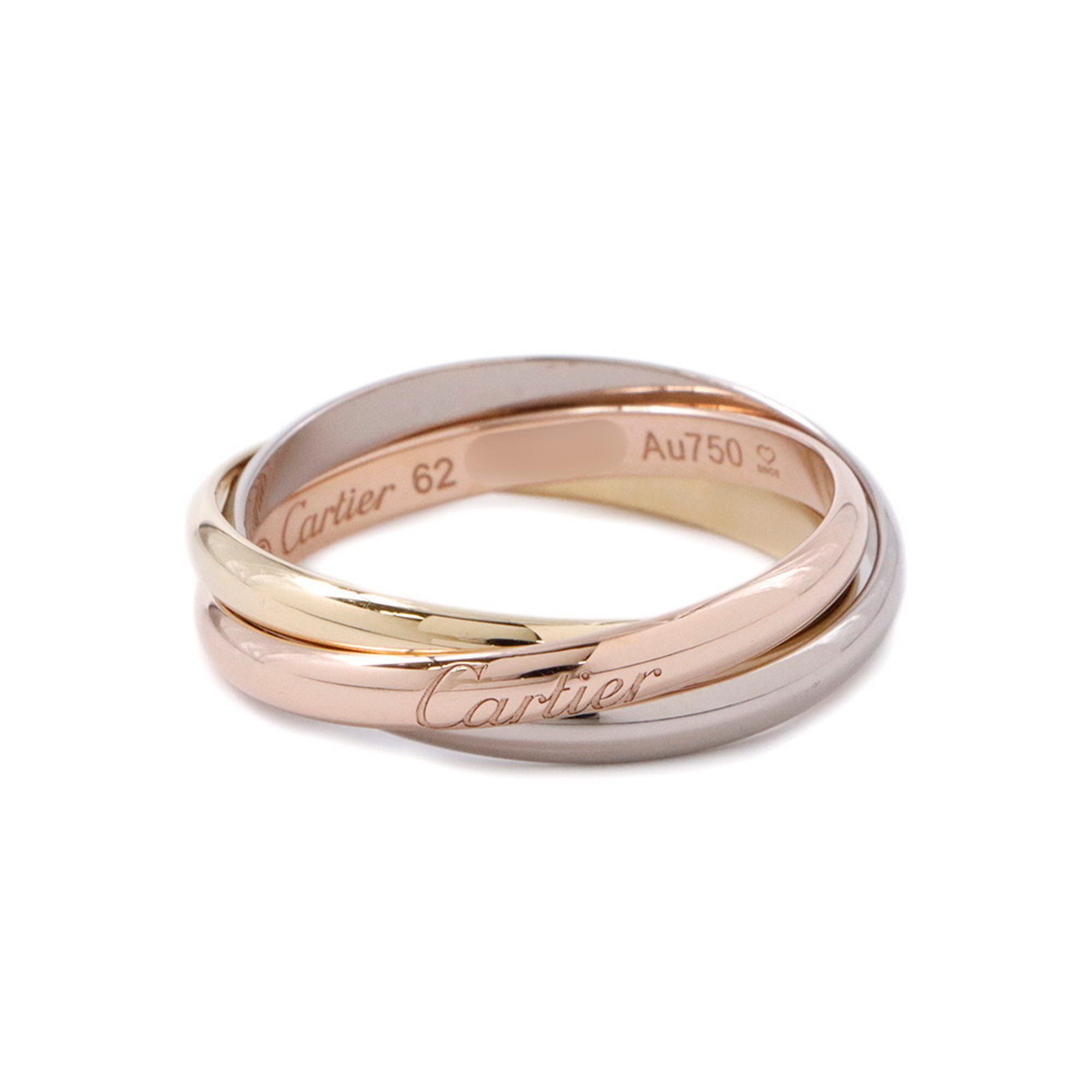Cartier Trinity Ring, Small Model, SM, 18K Yellow Gold, Gold PG, White Ring Size 62, B4086100