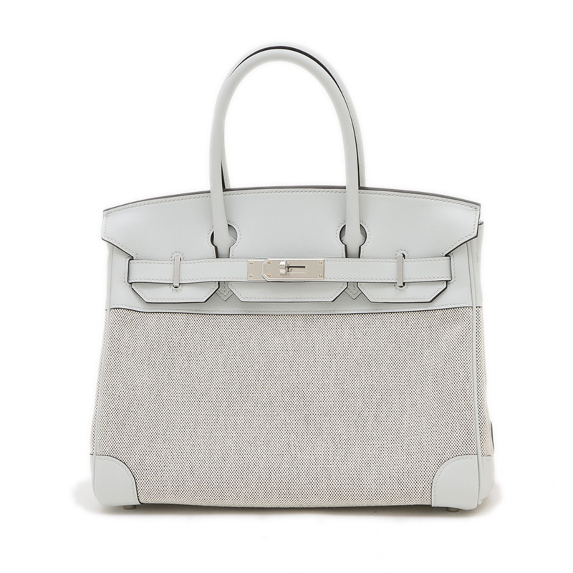 Hermes Hermès Birkin 30 Handbag, Toile Swift, Platinum, Silver Hardware, K Stamp, BP