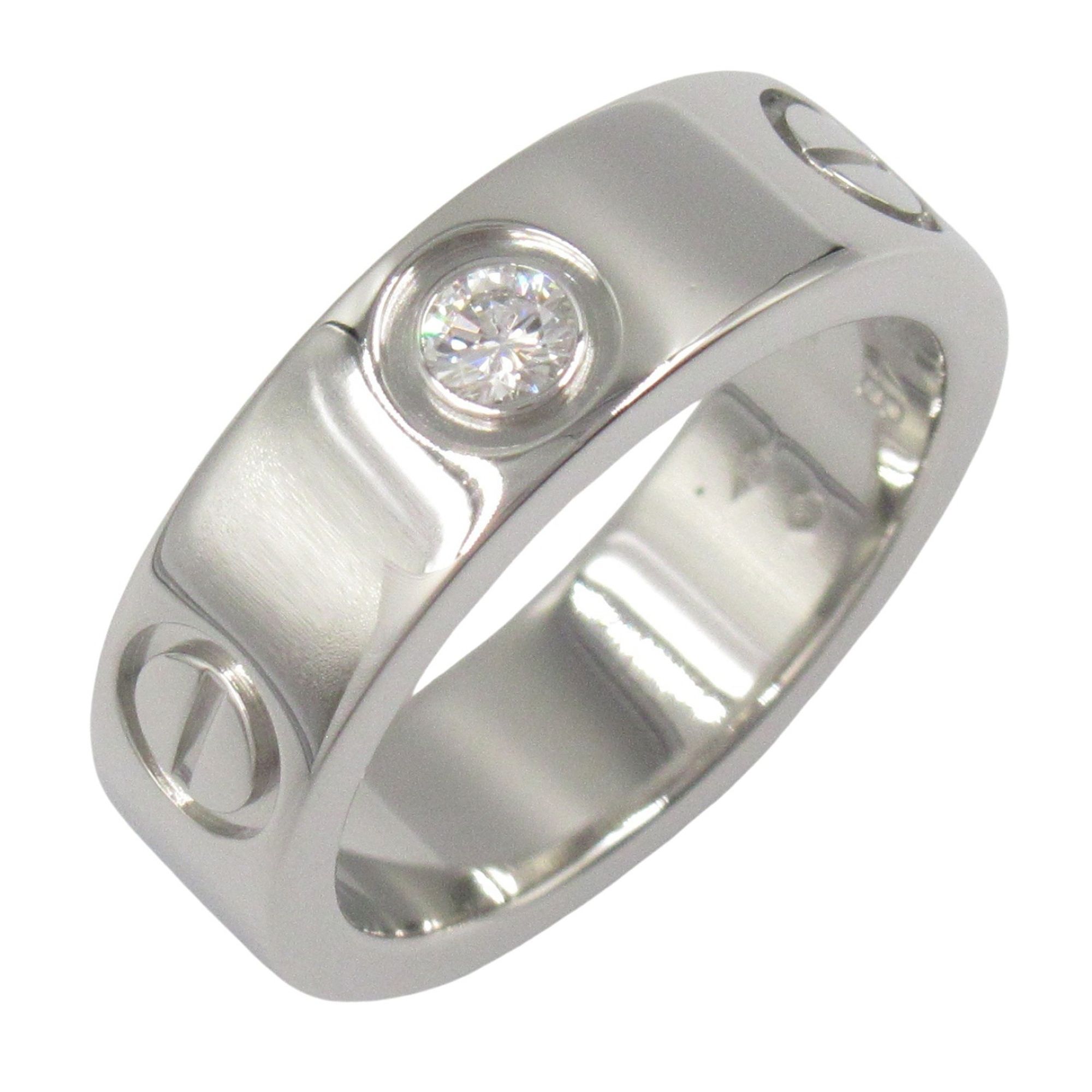 Cartier Love Ring 1PD, Pt950 Platinum with Diamonds, Clear, for Women