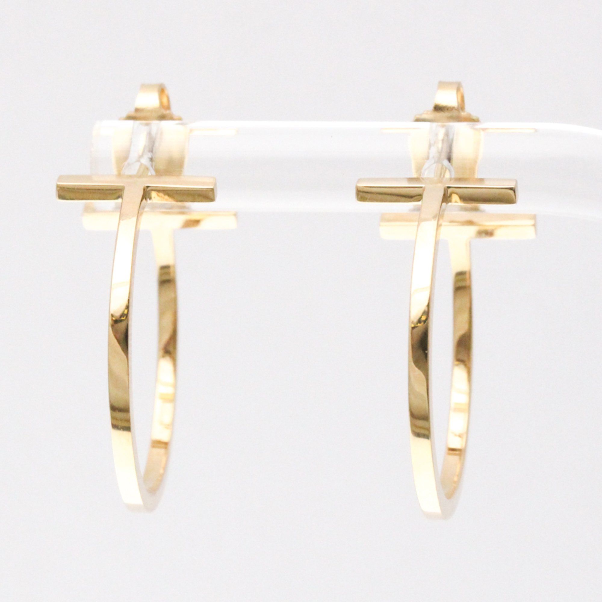 Tiffany Tiffany T Wire Hoop Earrings No Stone Pink Gold (18K) Half Hoop Earrings Pink Gold