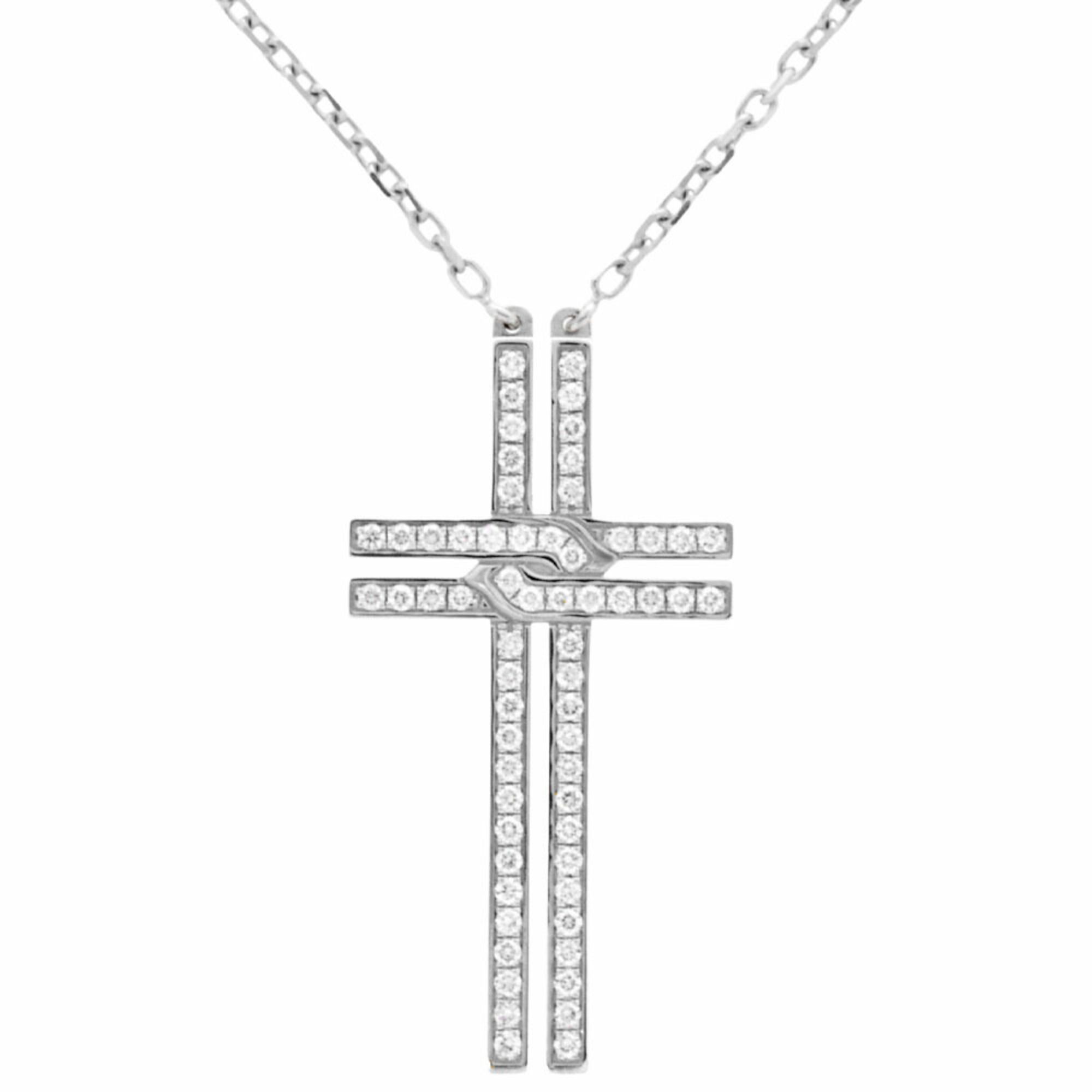 Cartier Cross Necklace Diamond 18KWG 5.2g