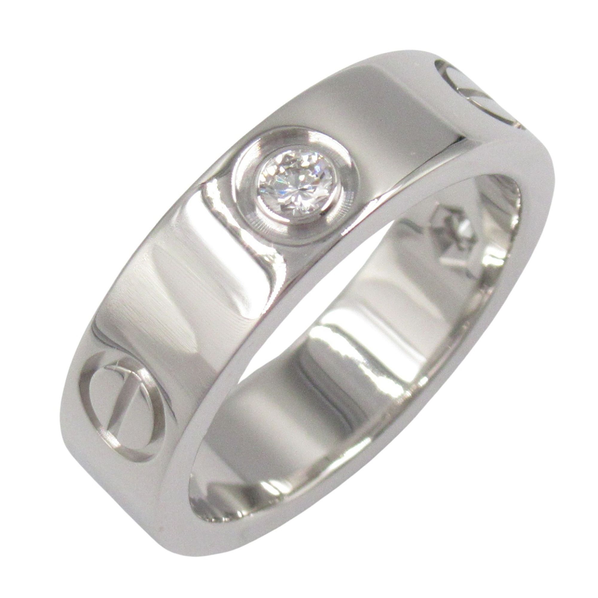 Cartier Love Ring 3PD, 18K White Gold with Diamonds, Clear, for Women