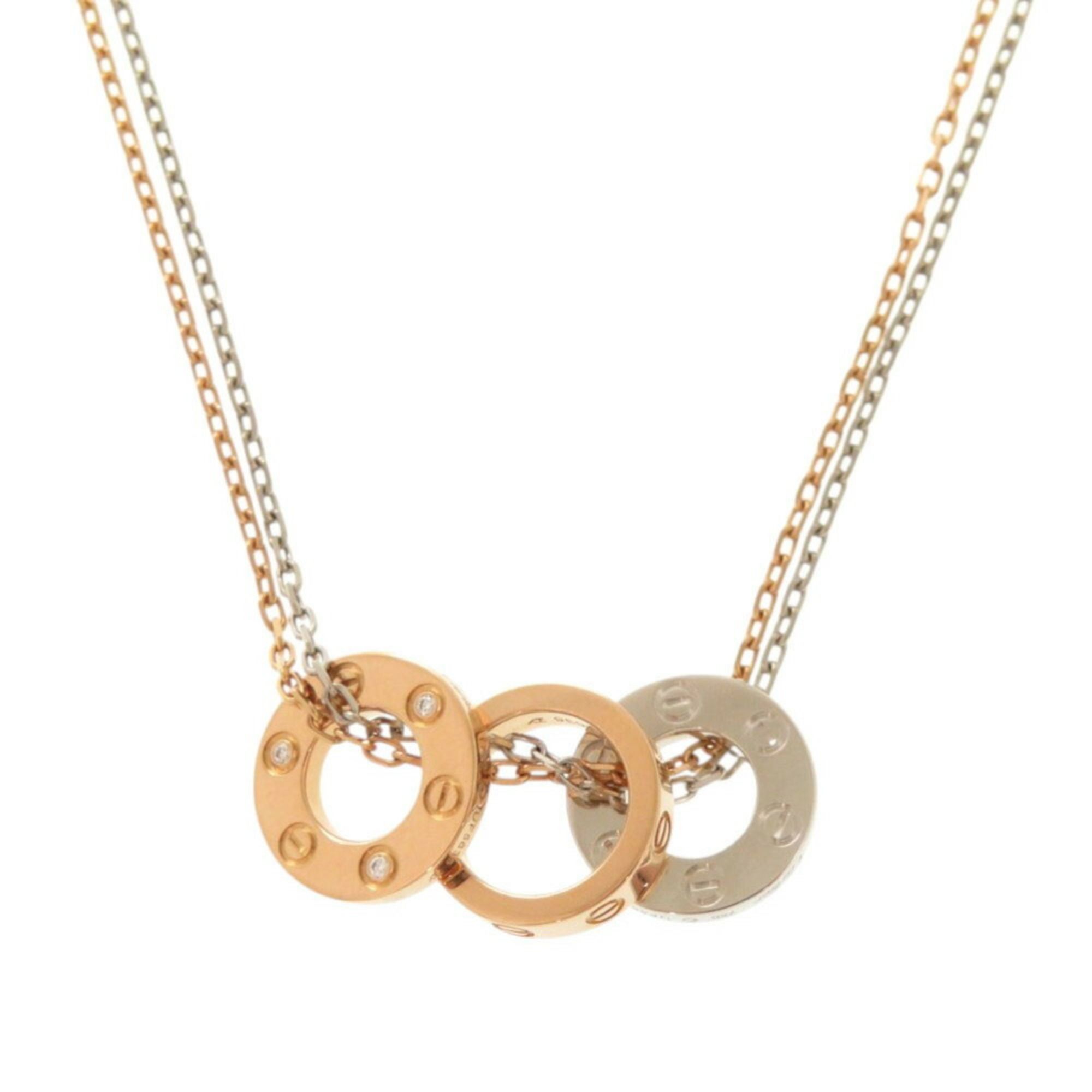 Cartier Love 18KPG/18KWG Diamond 750PG/750WG Pink Gold/White Gold Necklace 0208CARTIER