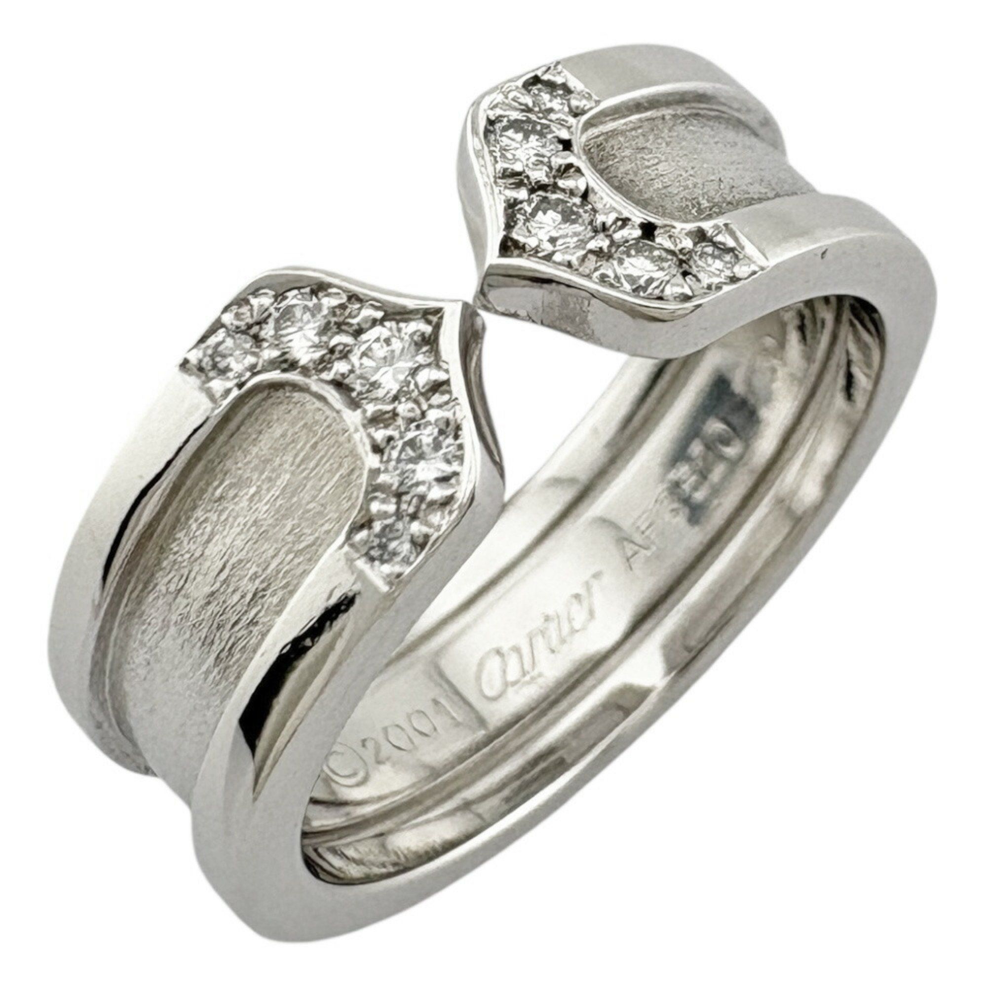 Cartier 2C Ring, Size 9.5, 18K Diamond, Women's, CARTIER
