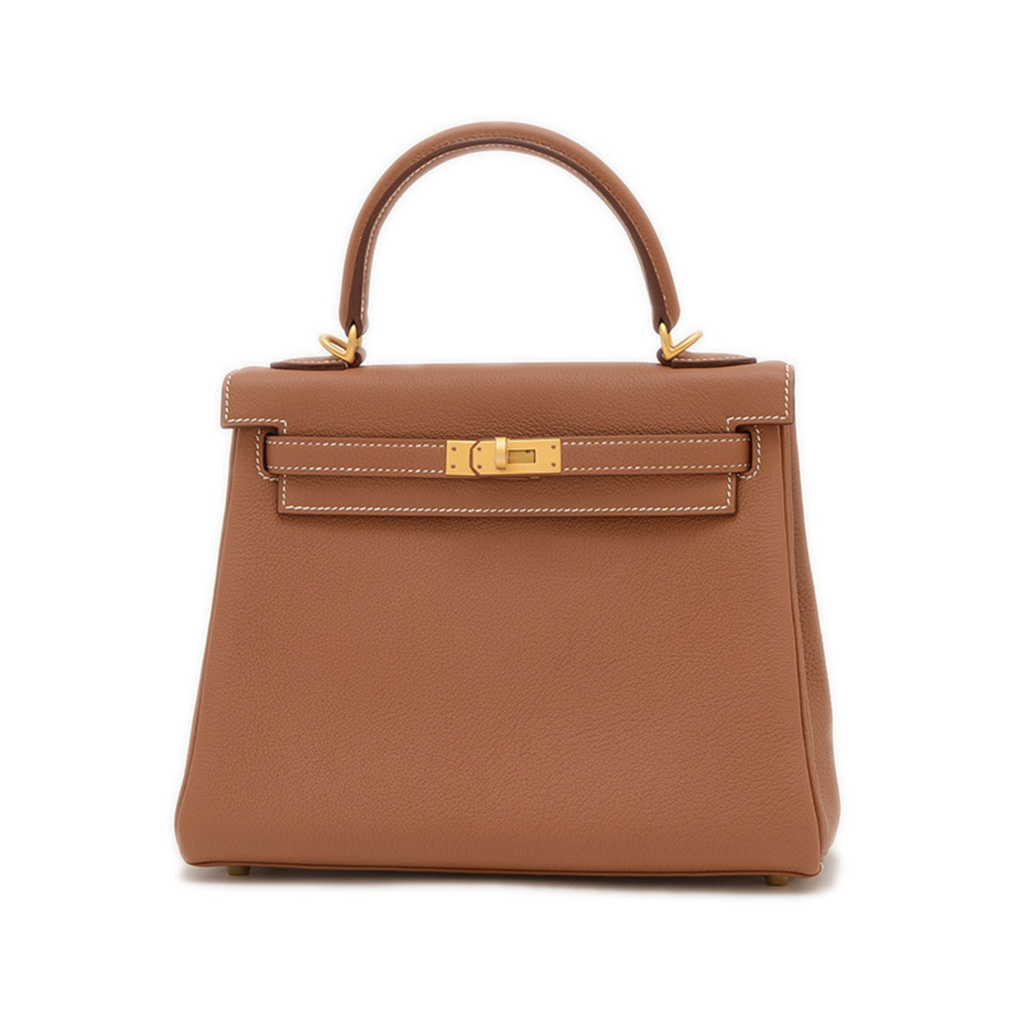 Hermes Kelly 25 Inner Stitching Handbag Togo Gold Matte Hardware K Stamp BP