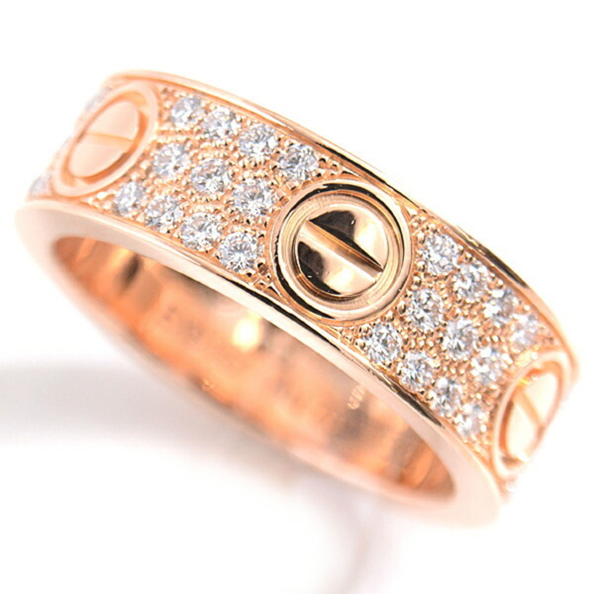 Cartier Ring for Men and Women, Love Ring, Full Pave Diamond 5, Pink Gold, 750PG