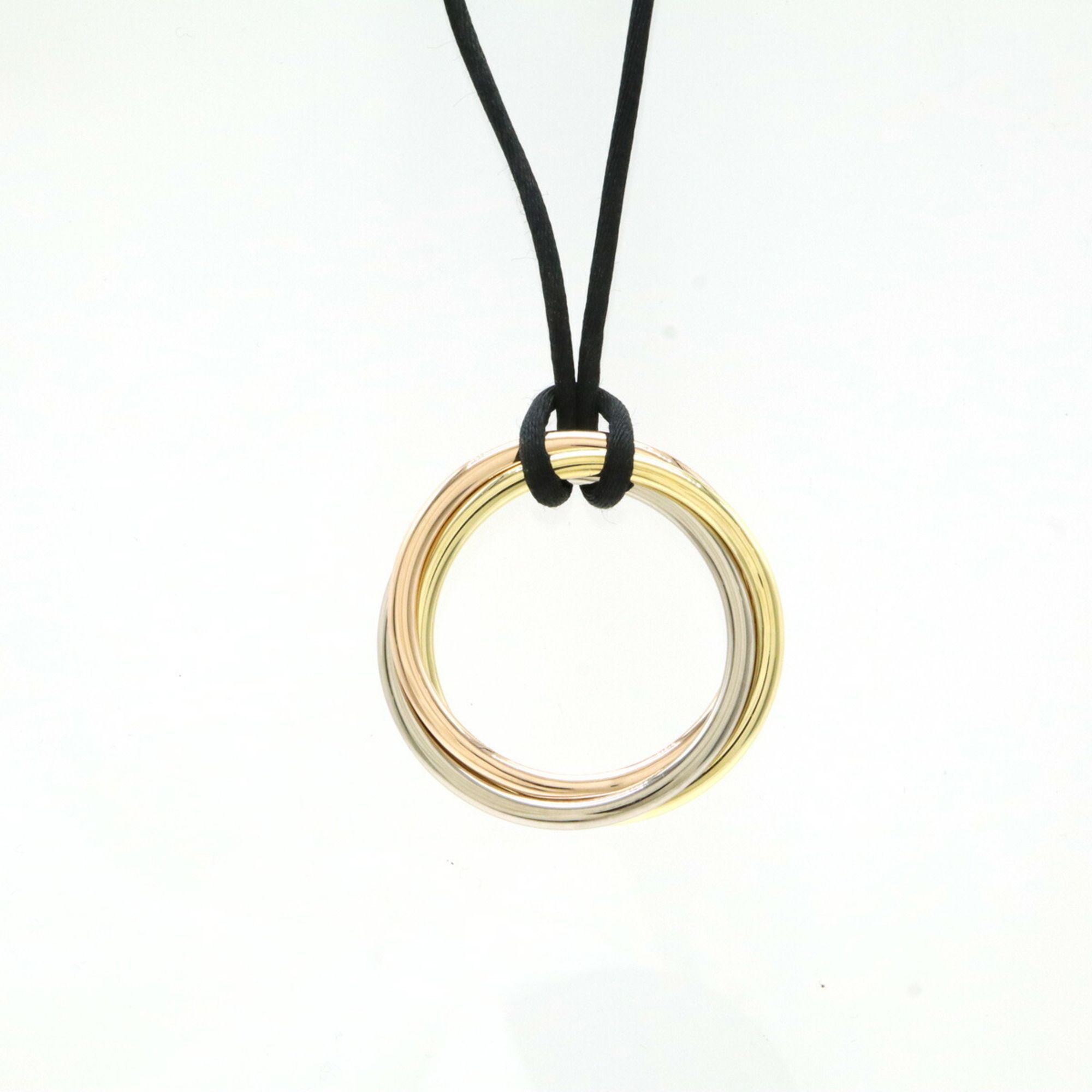 Cartier Trinity Choker Necklace Large 3 Colors K18YG WG PG Yellow Gold White Pink Cord