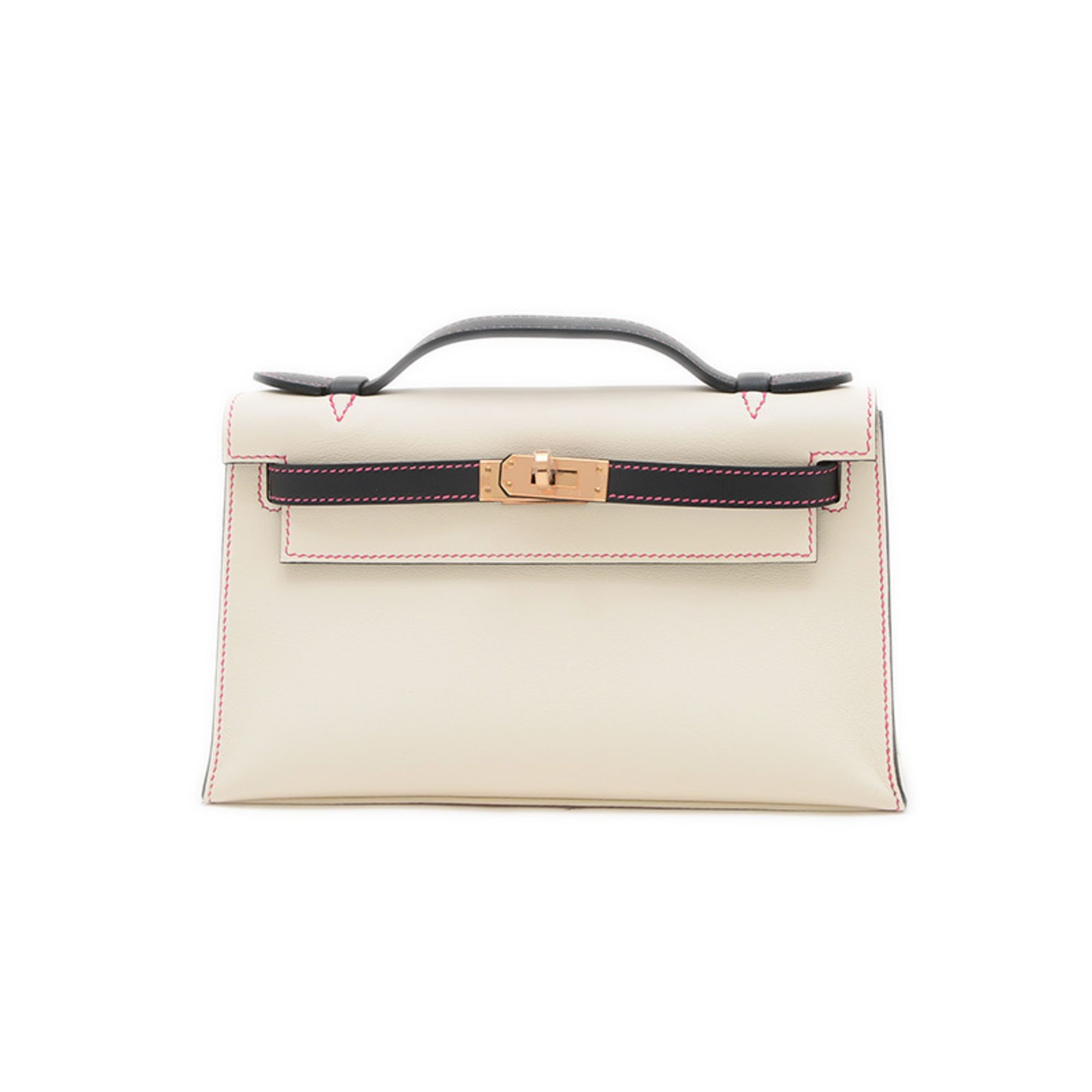 Hermes Hermès Pochette Kelly Personal Handbag Swift Clé Black Gold Hardware Double Stamp BP