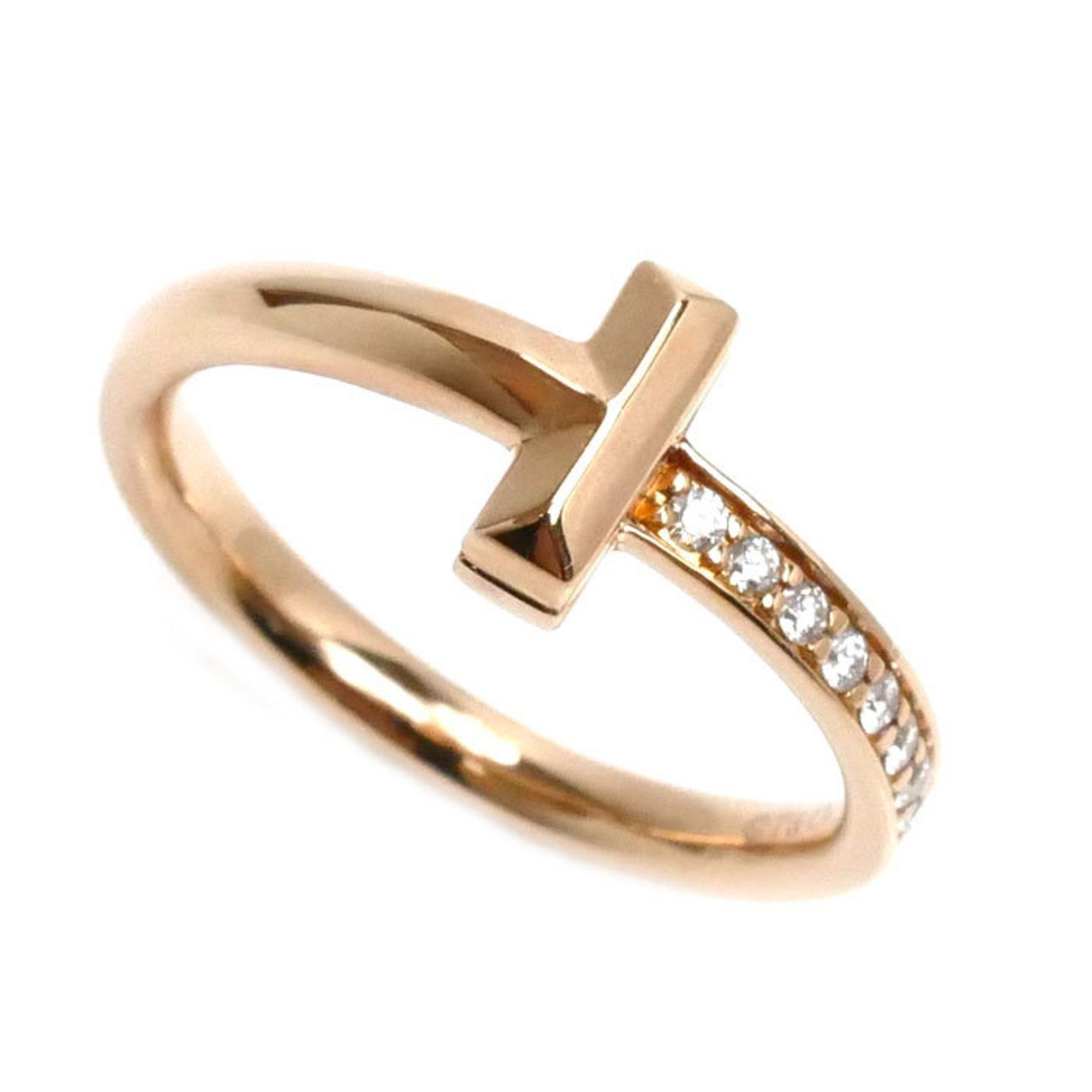TIFFANY&Co. Tiffany K18PG Pink Gold T-One Narrow Ring Diamond Size 12 3.7g Women's