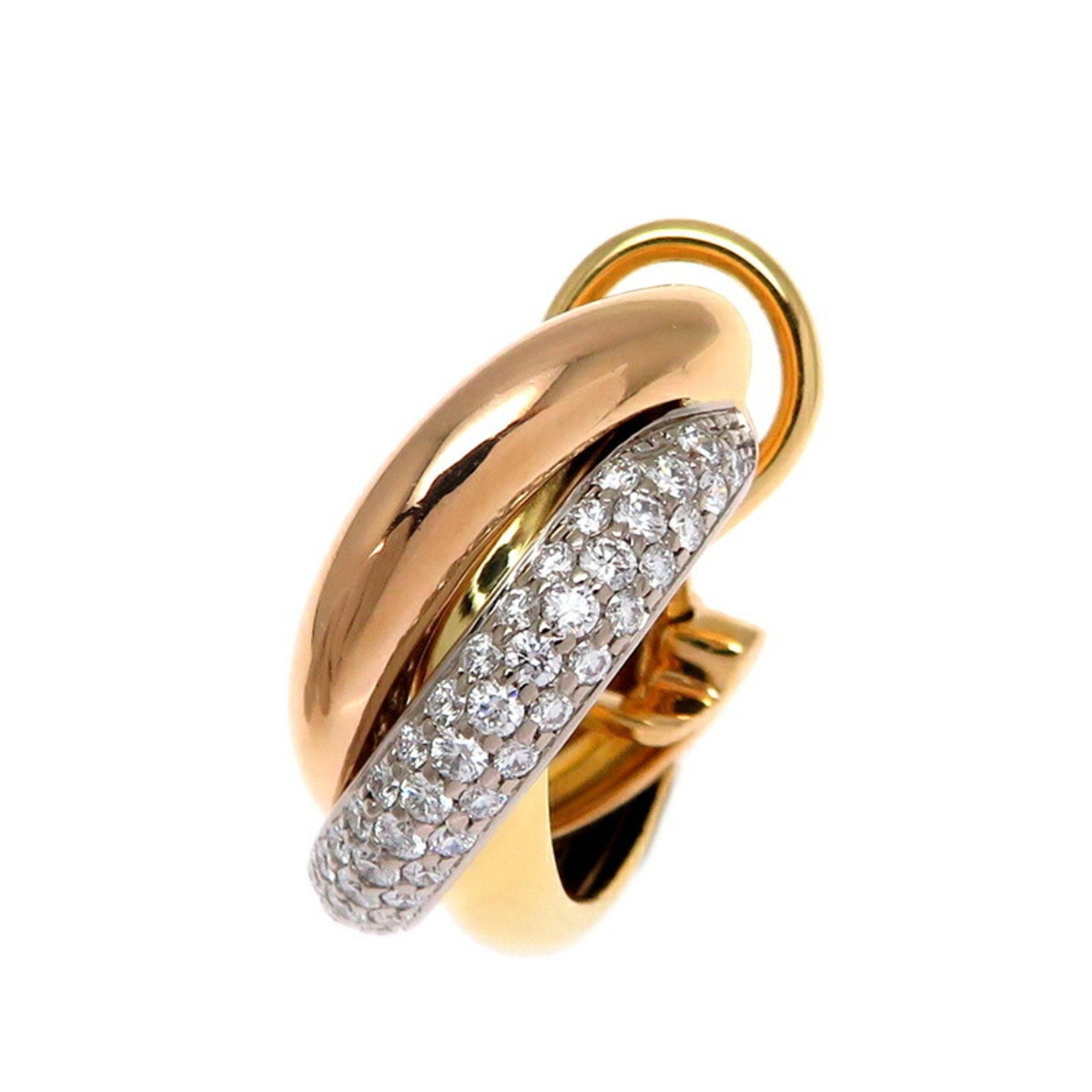 Cartier Trinity Diamond Women's Earrings B8031900 750 Yellow Gold