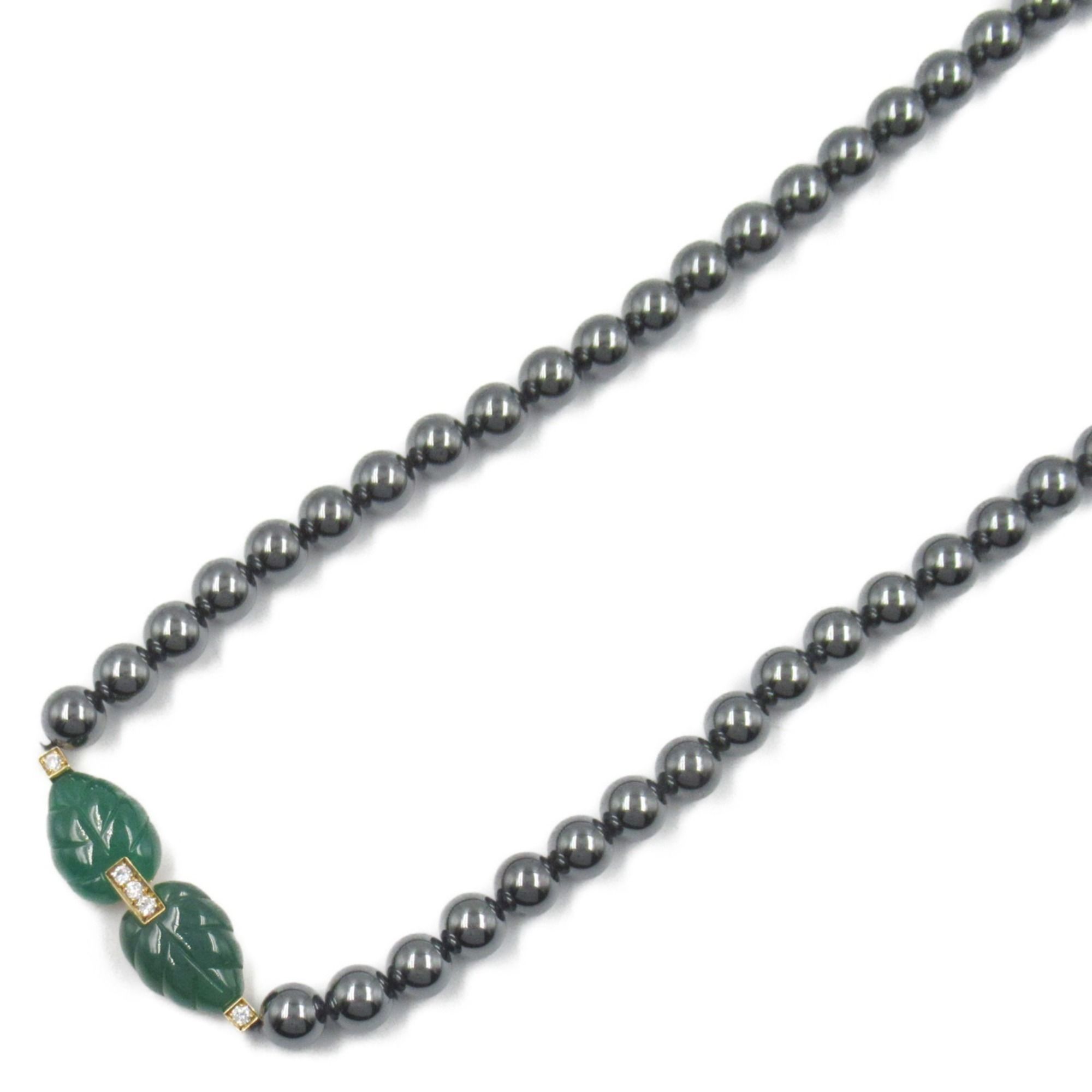 Cartier Patiala Chalcedony Hematite Diamond Necklace 18K (Yellow Gold) Women's Green Black