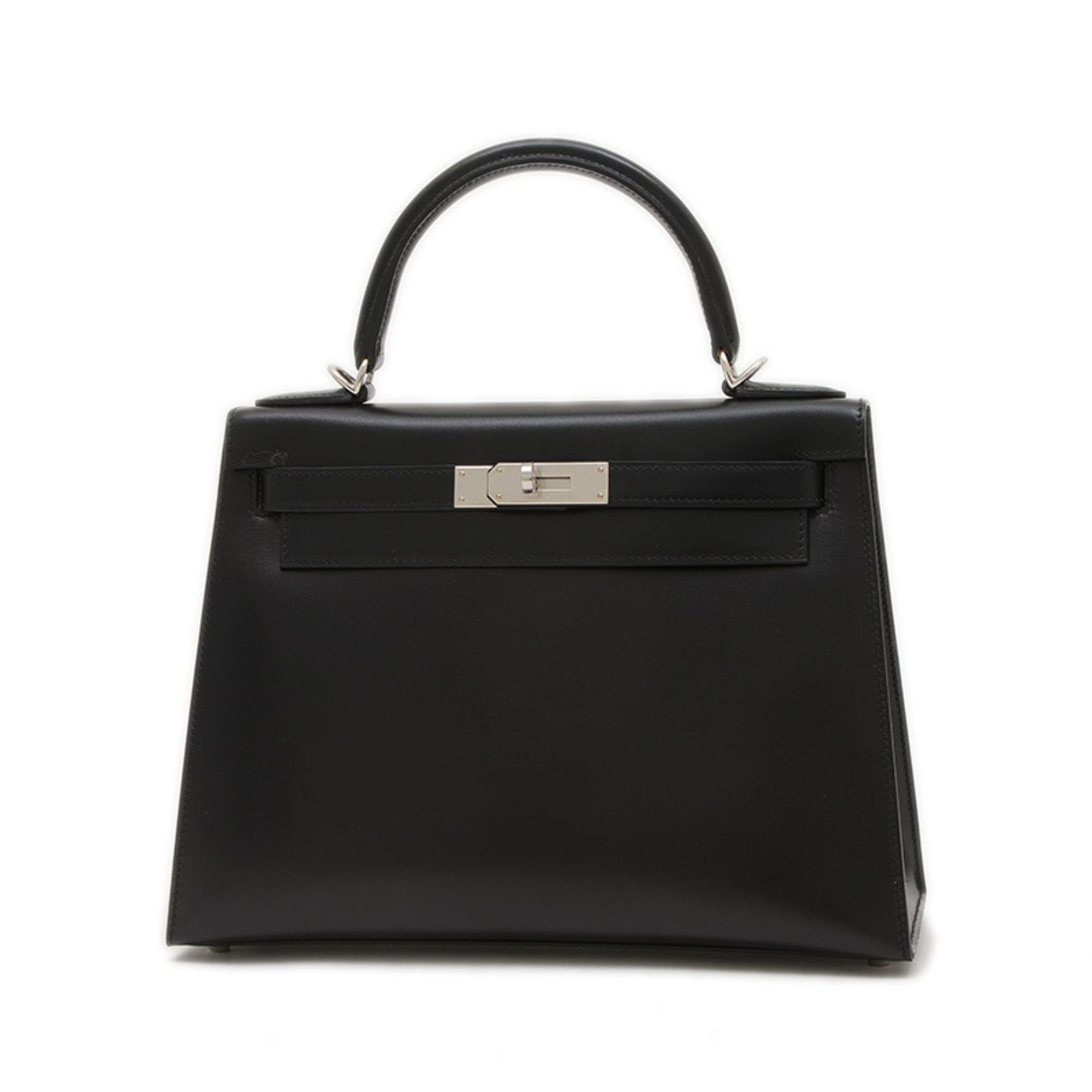 Hermes Kelly 28 handbag, outer stitching, box calf, black, silver hardware, K stamp