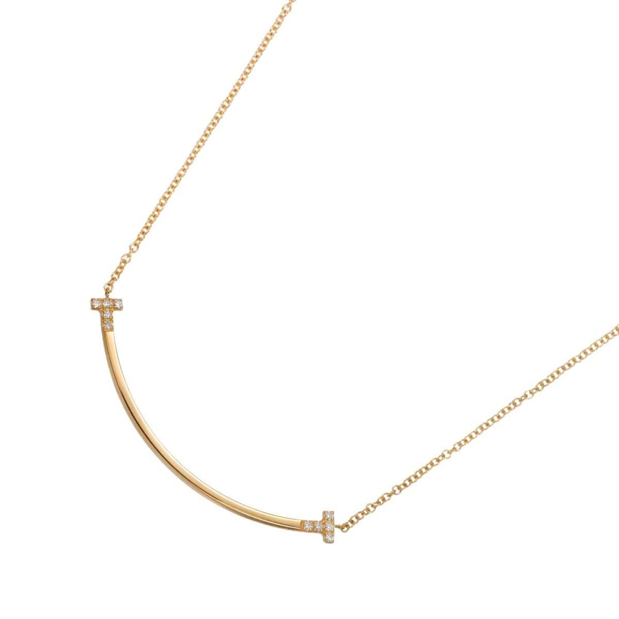 Tiffany & Co. T Smile Diamond Necklace, Small, 45cm, 18K PG Pink Gold, 750