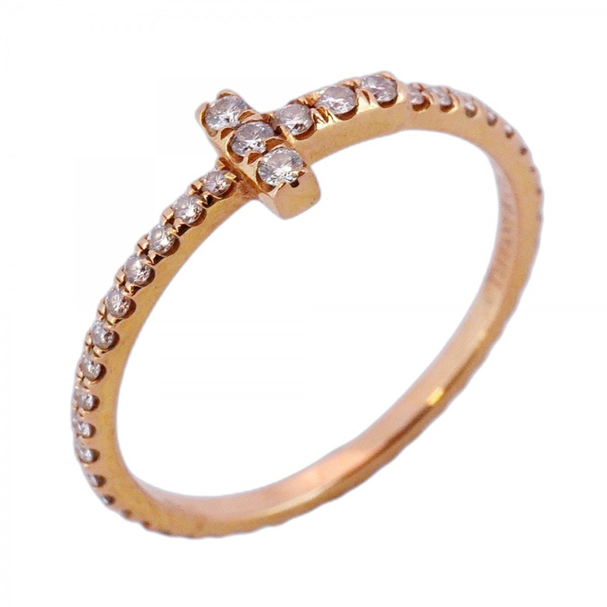 Tiffany T-Wire Ring, Full Diamond, 18K Pink Gold, Women's, Size 9, P1120920