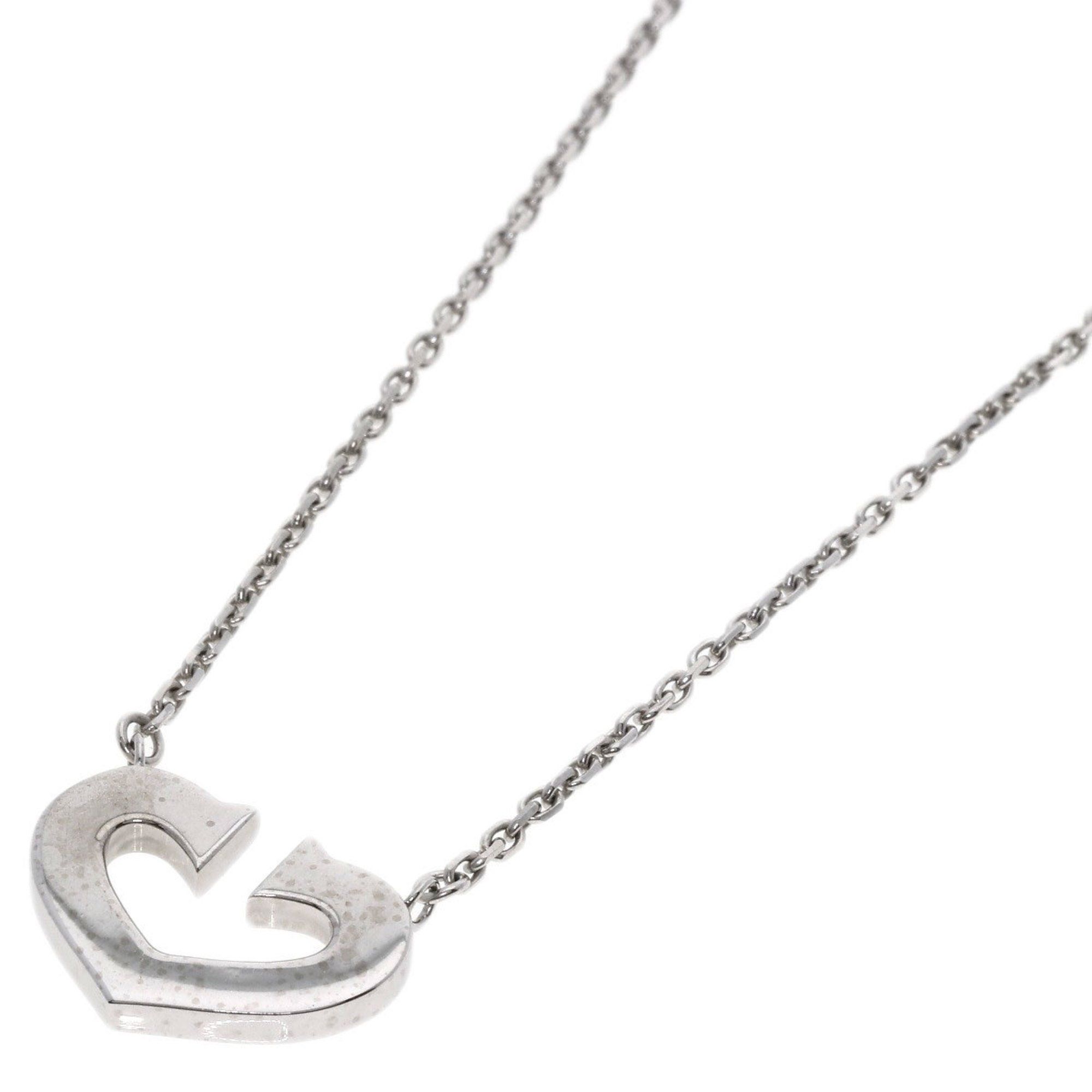 Cartier C Heart Necklace K18 White Gold Women's CARTIER