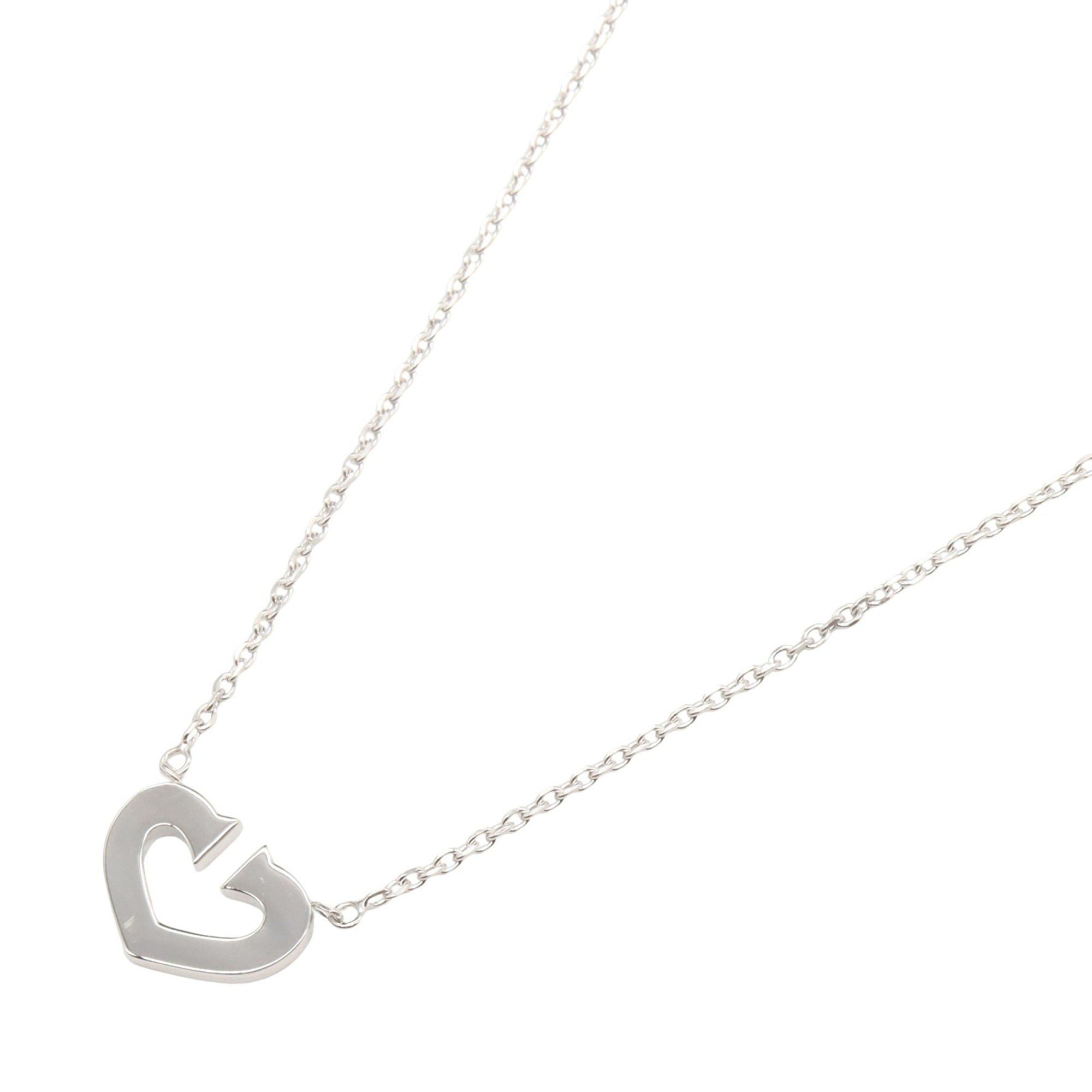 Cartier C Heart Necklace 18KWG (White Gold) Women's Silver