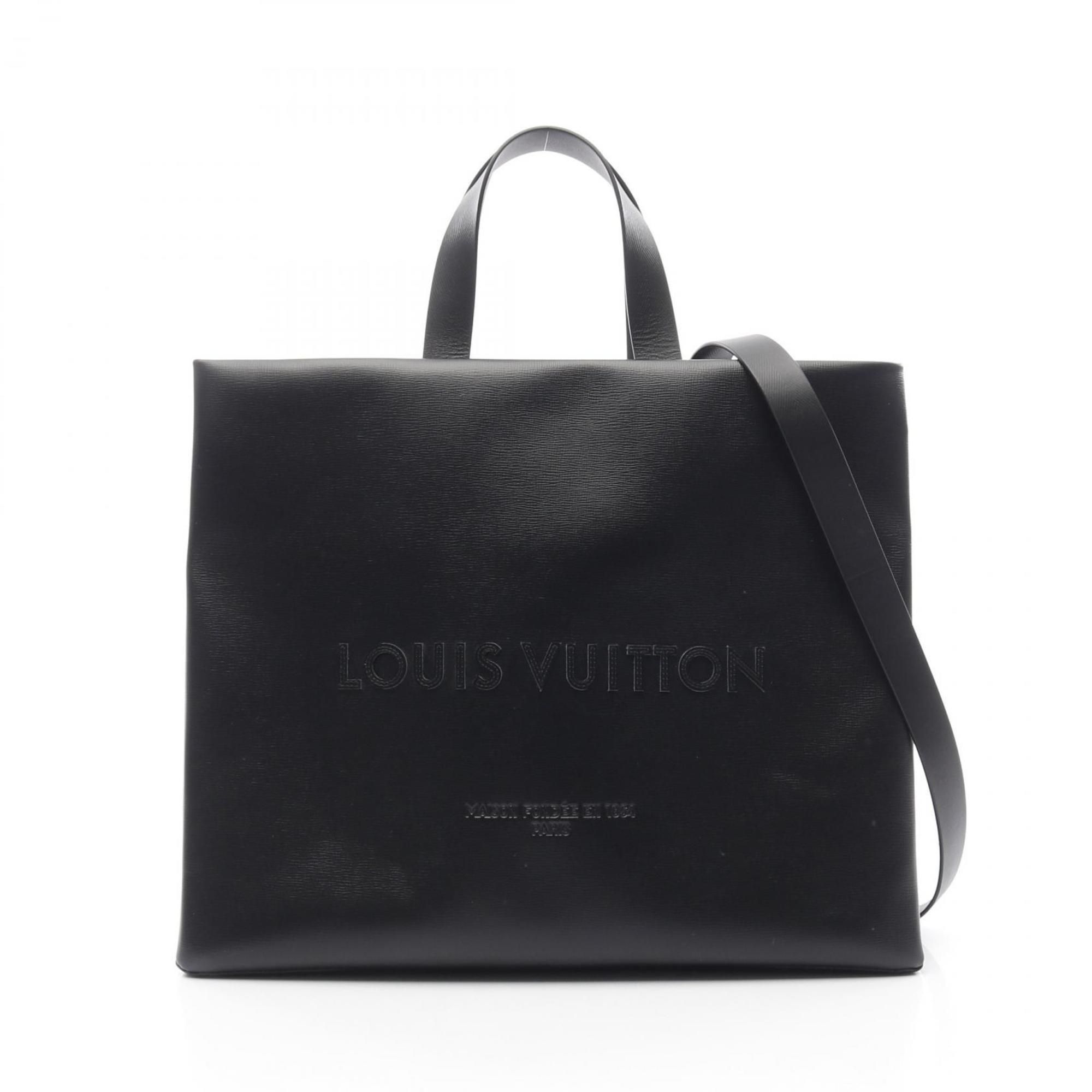 Louis Vuitton LOUIS VUITTON Shopper Tote MM Bag Leather Men's Black M13979