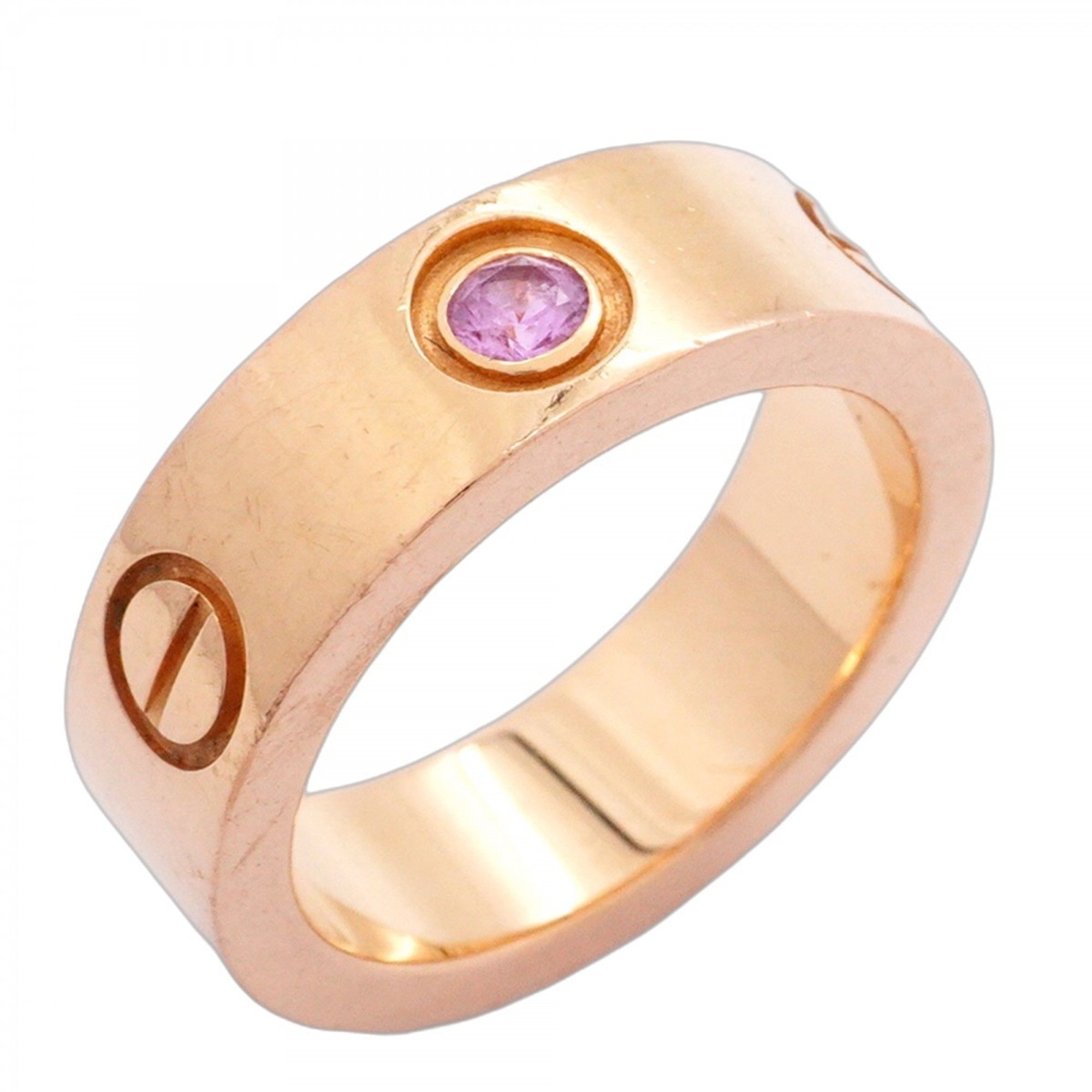 Cartier Love Ring, 18K Pink Gold with Sapphire, #48, Women's