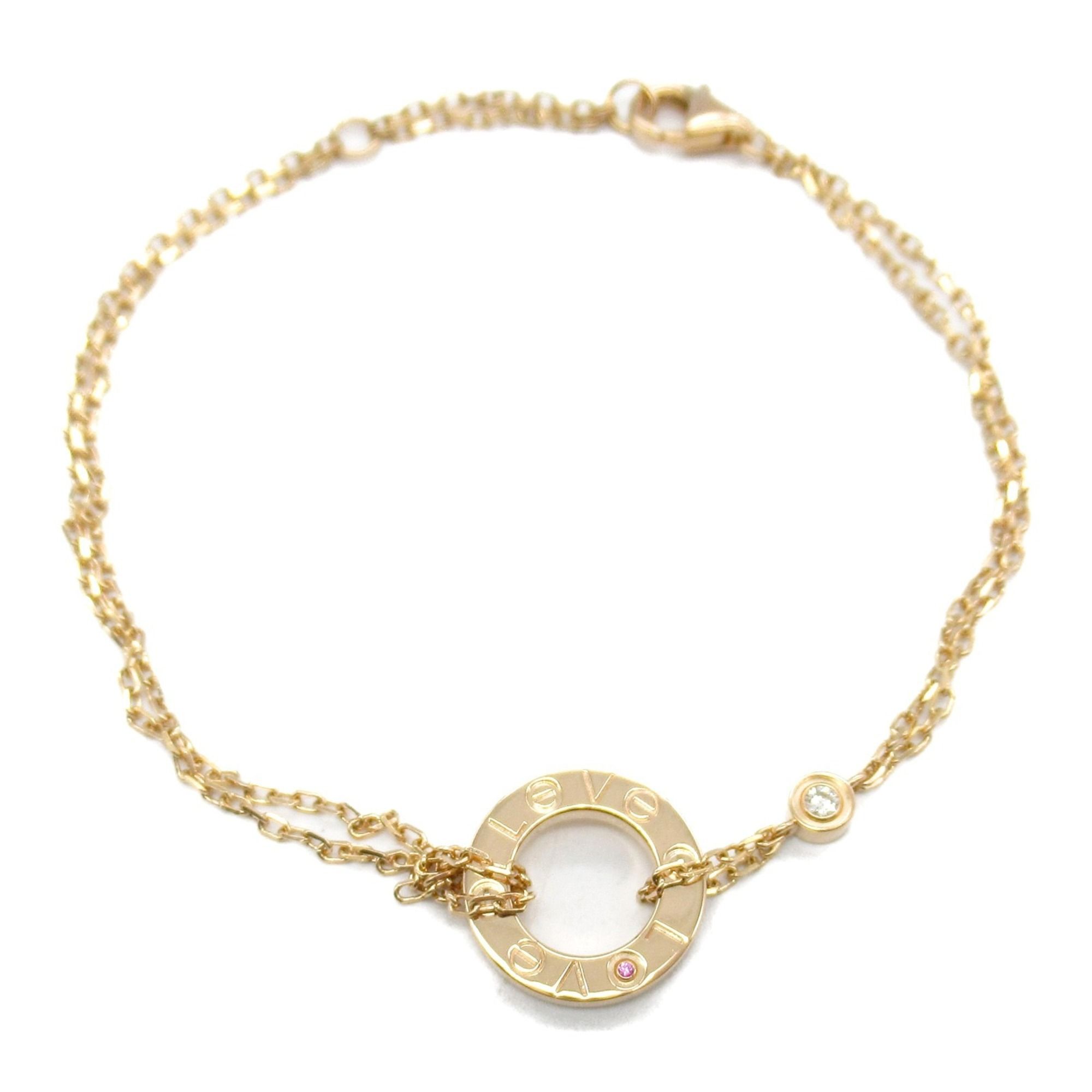 Cartier Love Circle Bracelet with Diamonds and Pink Sapphires. 18K Gold (K18PG). Women's Diamond Sap