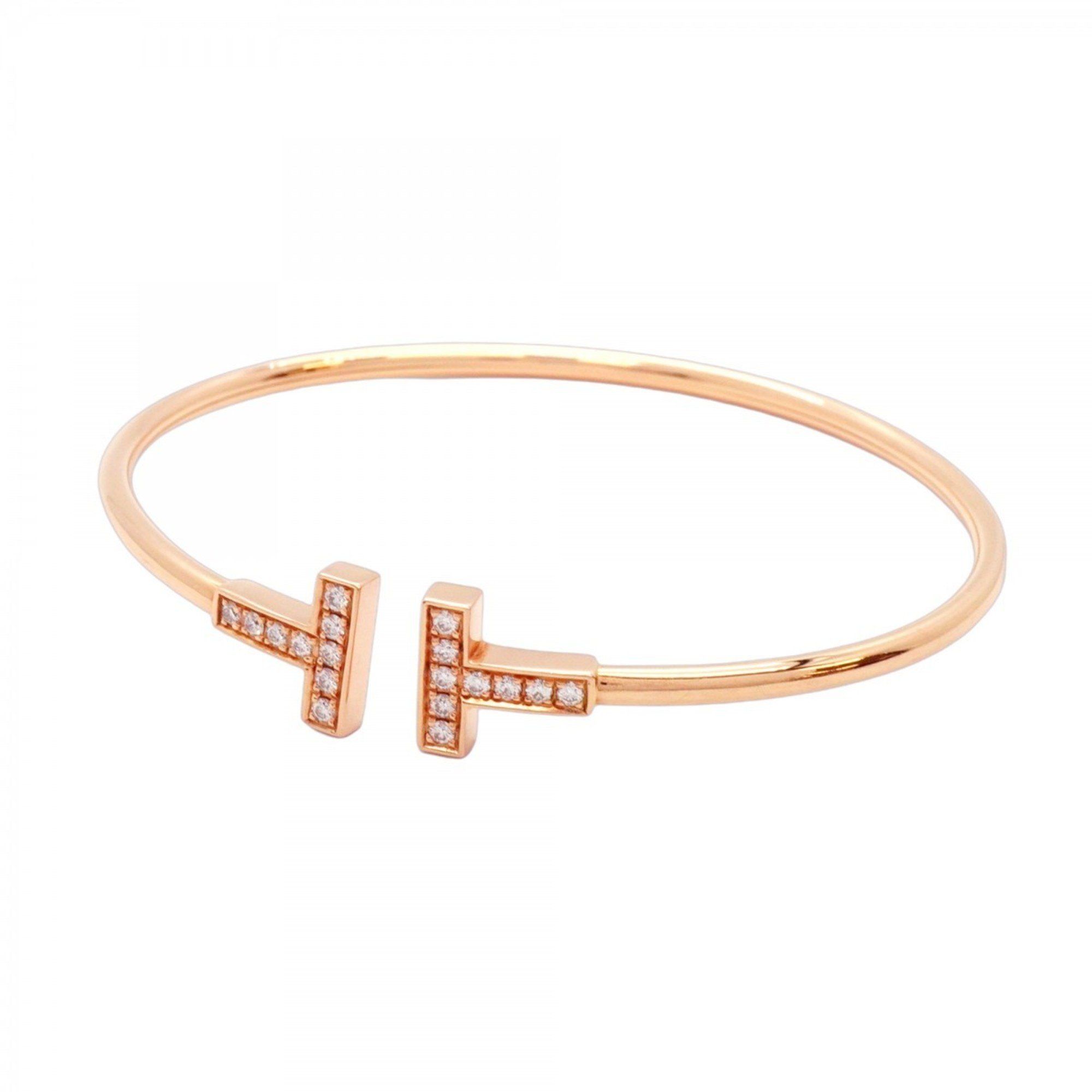 Tiffany Bangle T-Wire 18KPG Pink Gold Diamond Women's