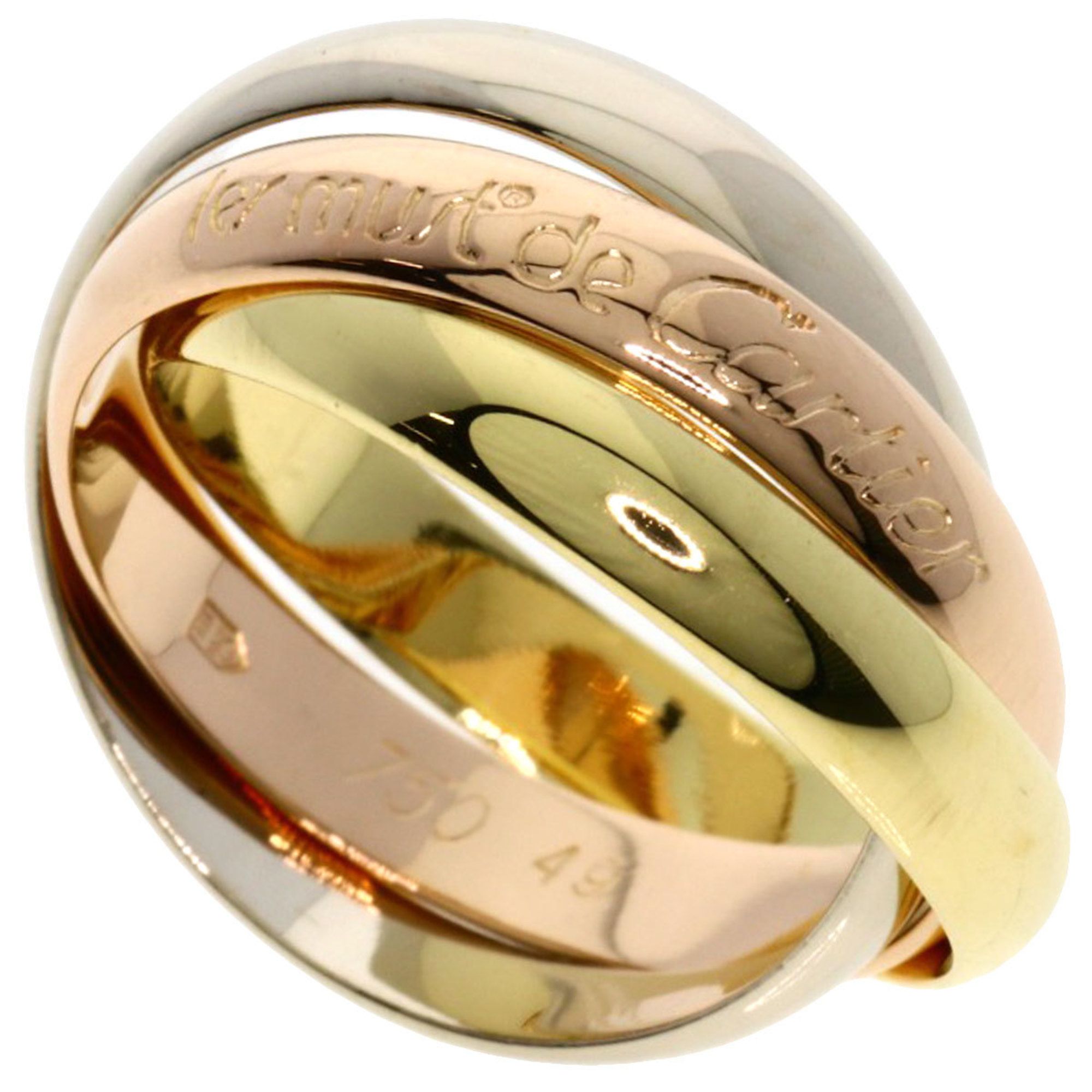 Cartier Trinity #49 Ring, 18K Yellow Gold, K18WG, K18PG, Women's, CARTIER