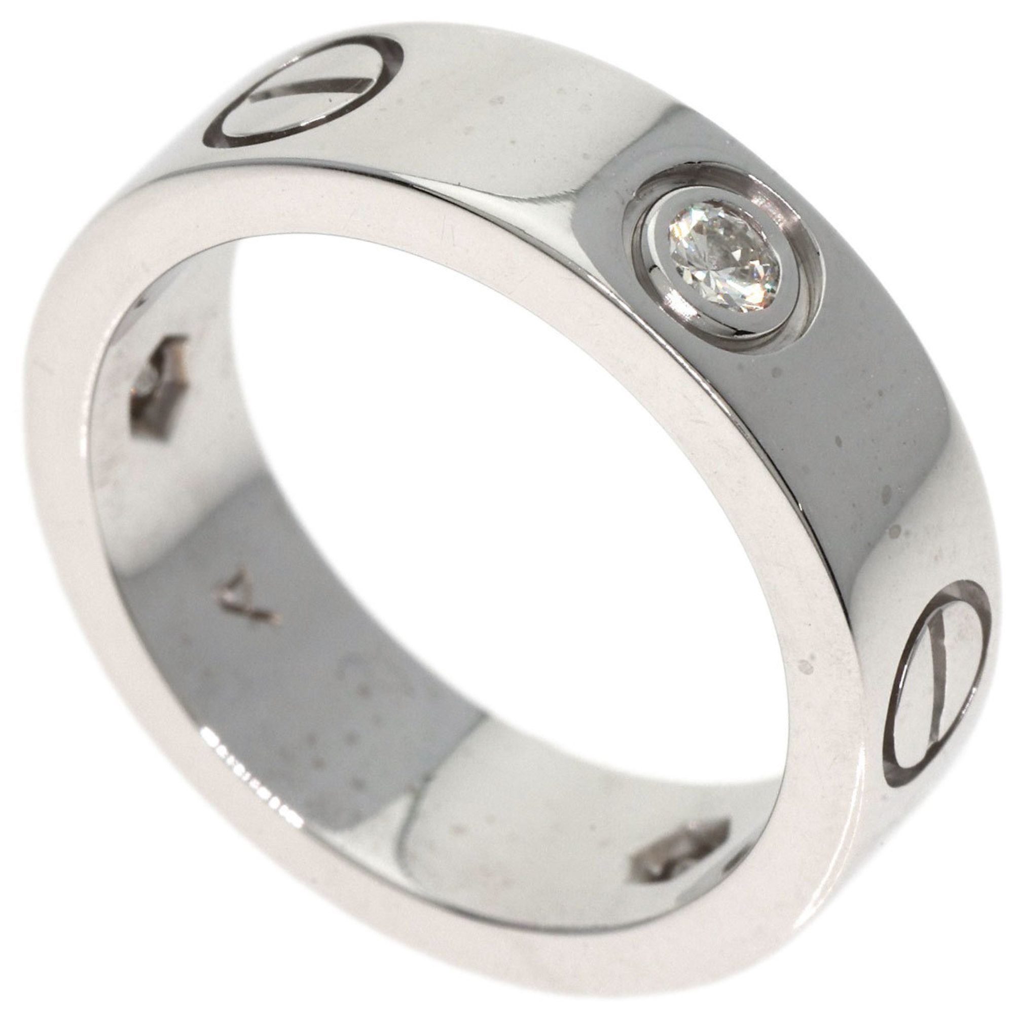 Cartier Love Ring Half Diamond #49 K18 White Gold Women's CARTIER