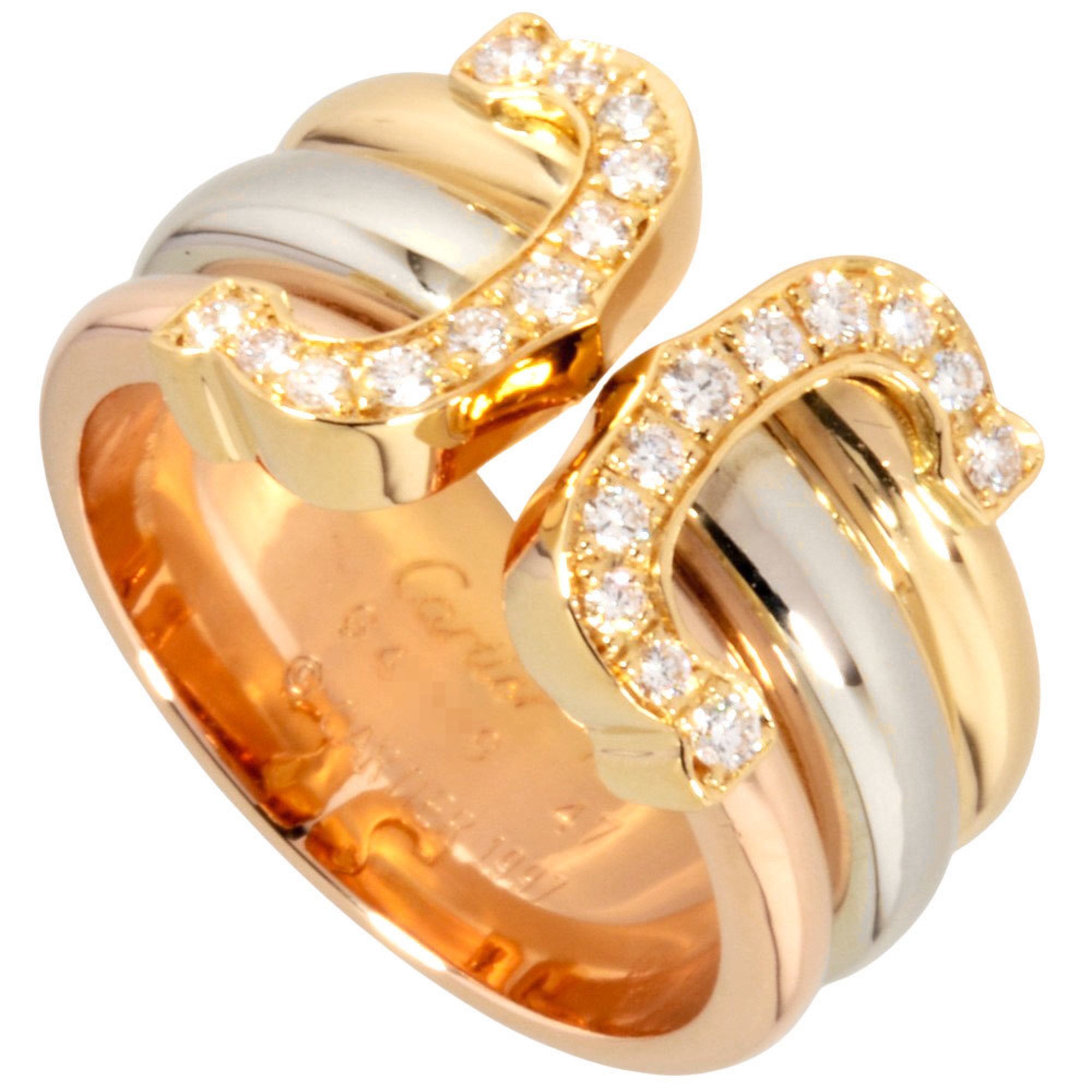 Cartier 2C Ring Diamond #47 K18YG 7.7g K18WG K18PG Three Color